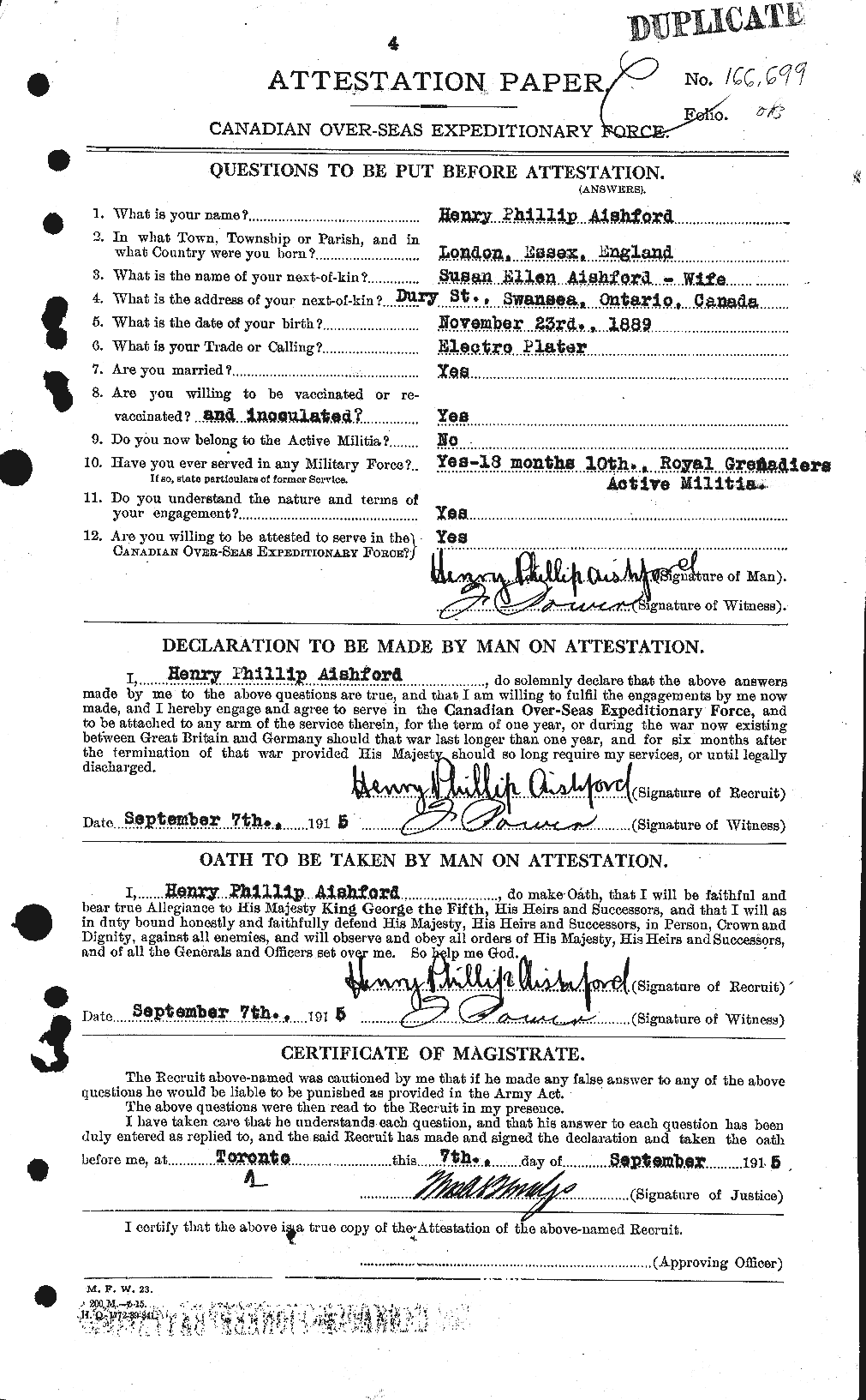Personnel Records of the First World War - CEF 203101a