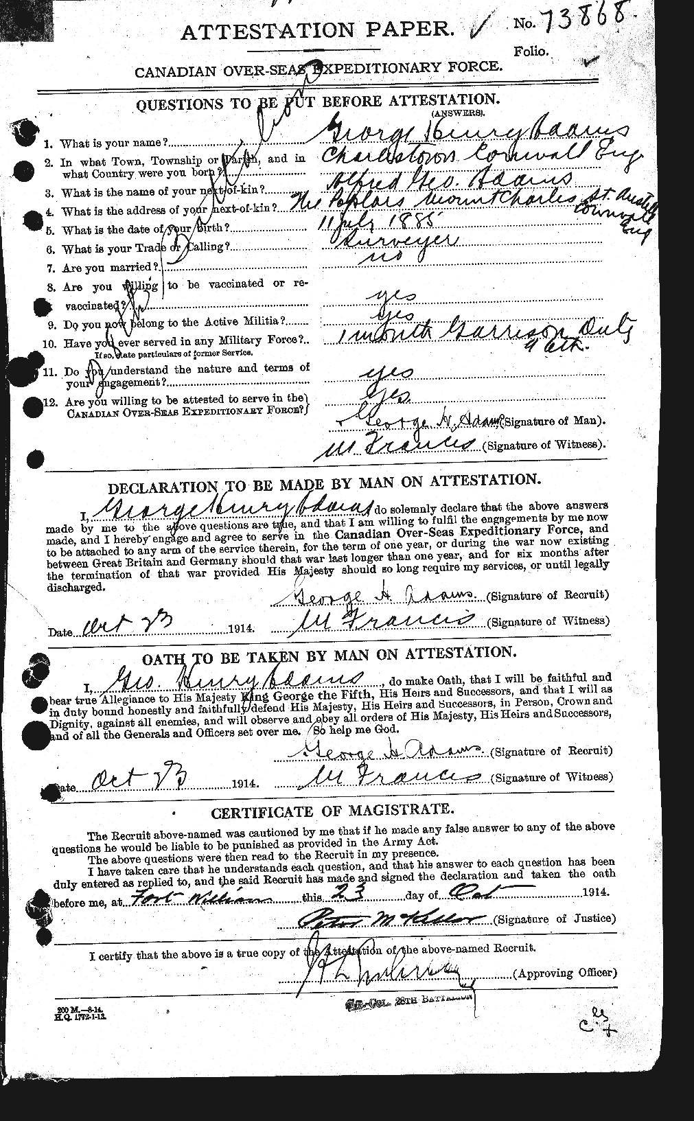 Personnel Records of the First World War - CEF 203109a