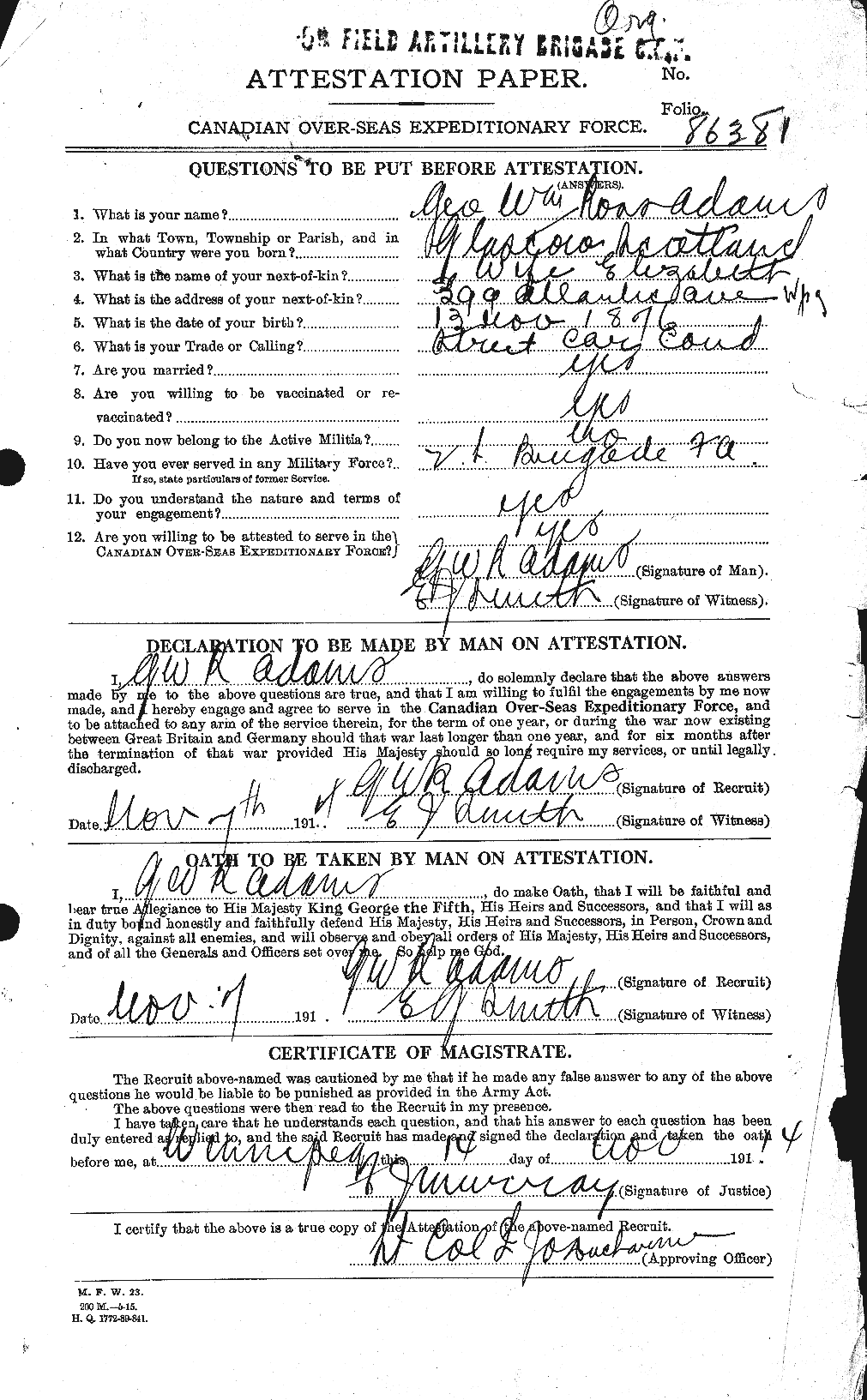 Personnel Records of the First World War - CEF 203126a