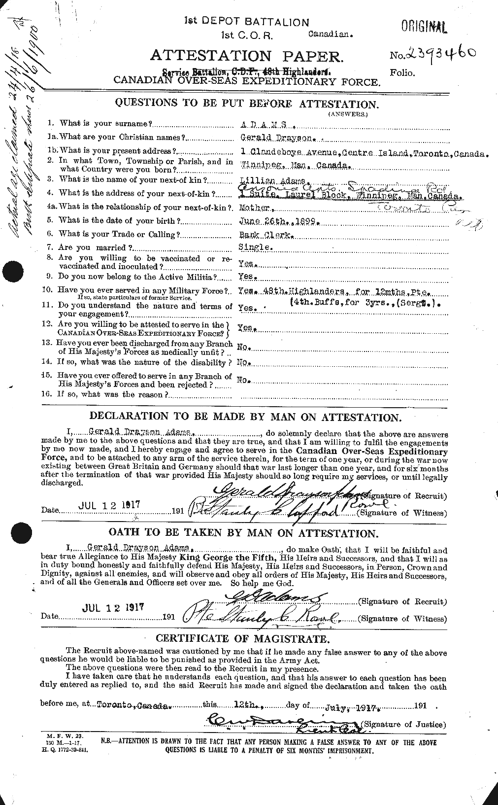 Personnel Records of the First World War - CEF 203130a