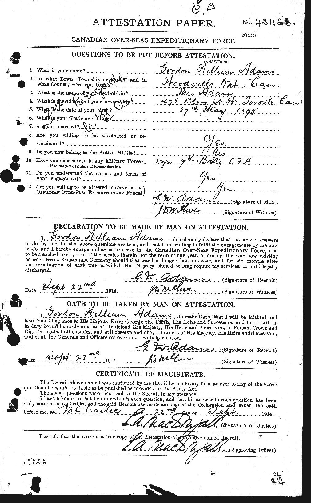 Personnel Records of the First World War - CEF 203140a