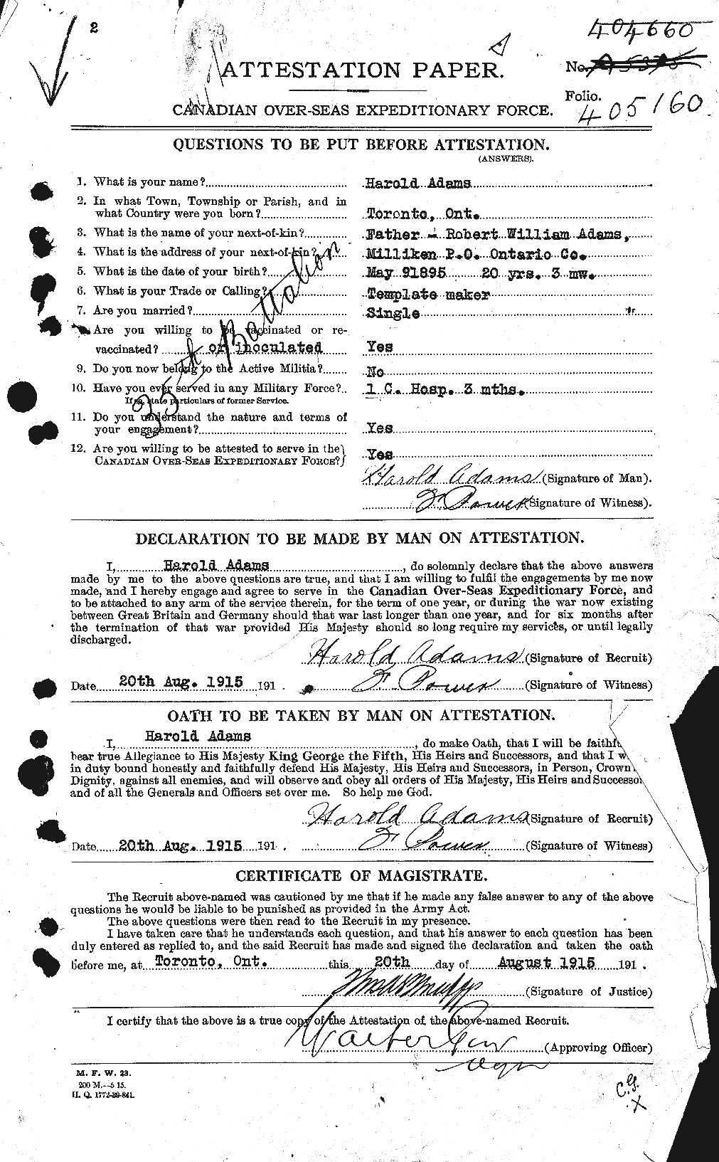 Personnel Records of the First World War - CEF 203145a