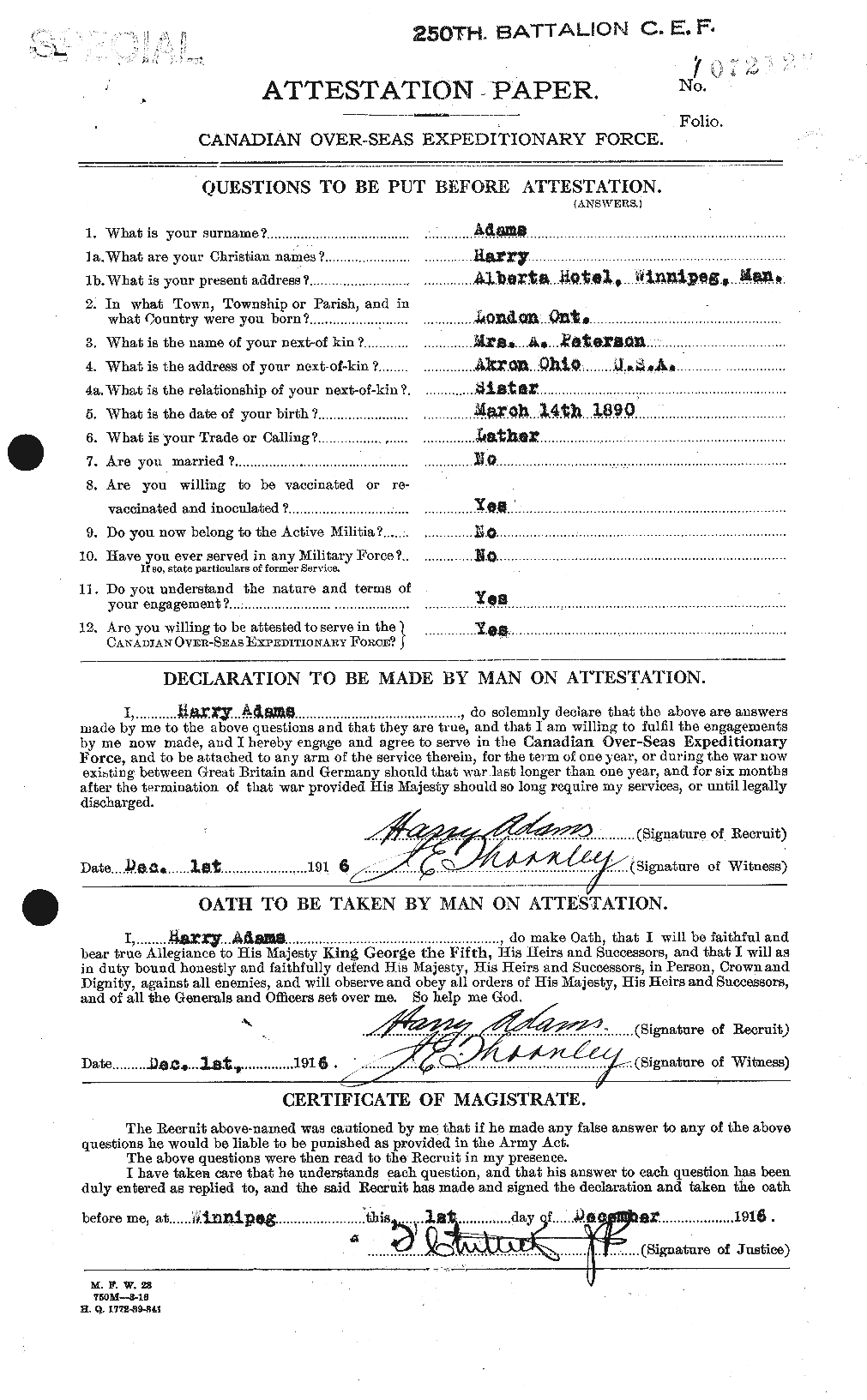 Personnel Records of the First World War - CEF 203157a