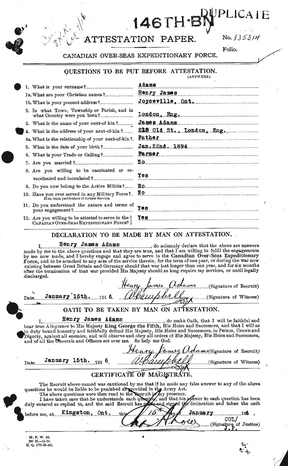 Personnel Records of the First World War - CEF 203189a