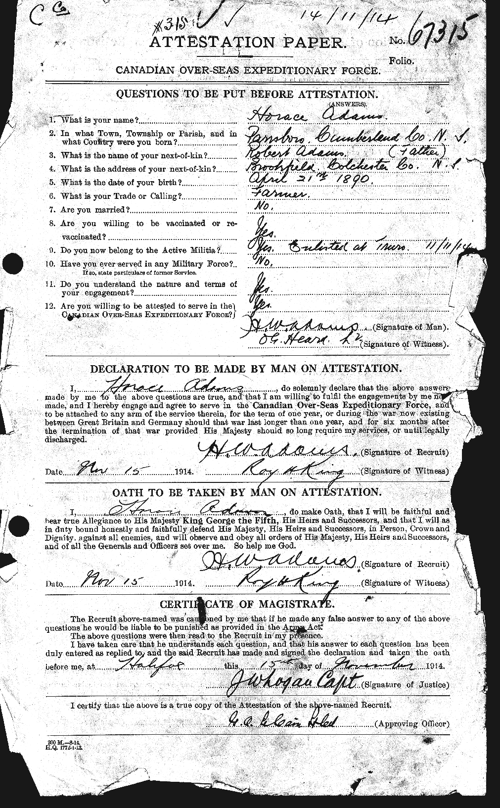 Personnel Records of the First World War - CEF 203204a