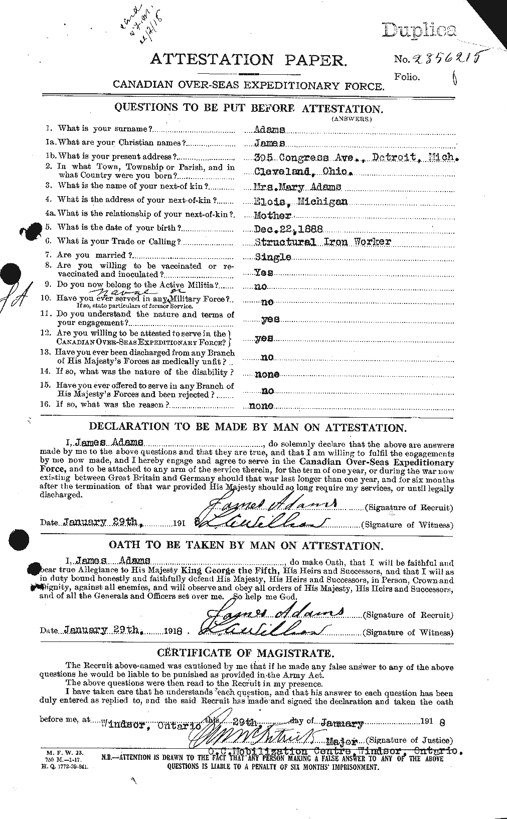 Personnel Records of the First World War - CEF 203229a