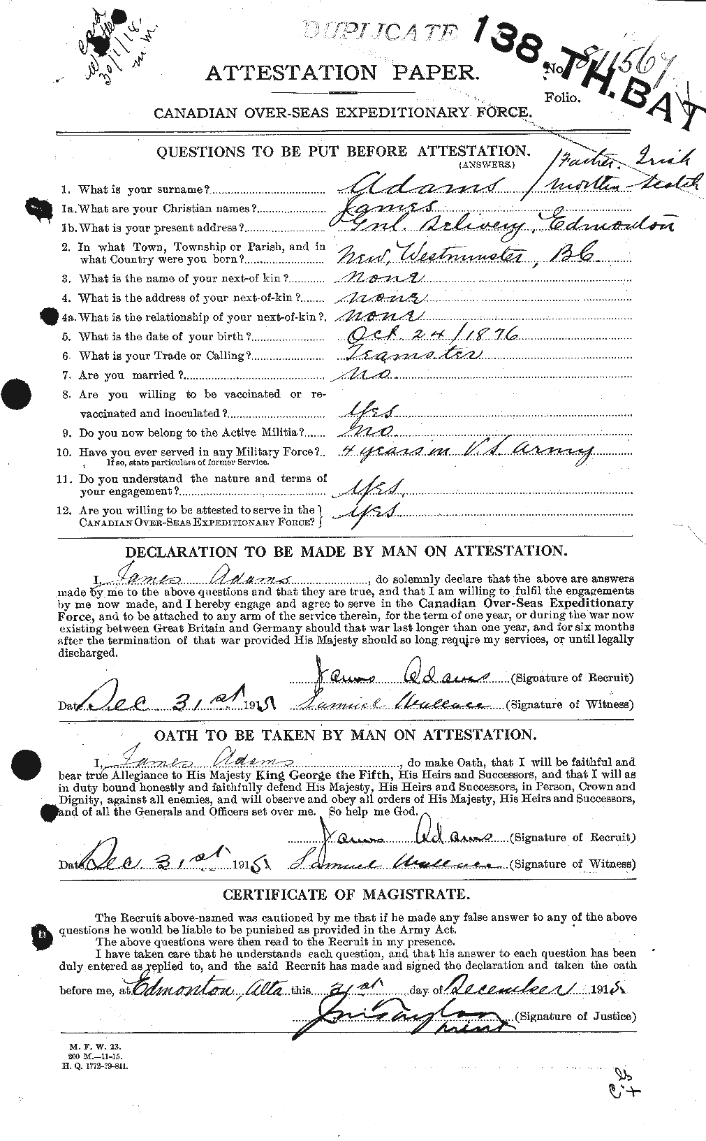 Personnel Records of the First World War - CEF 203240a