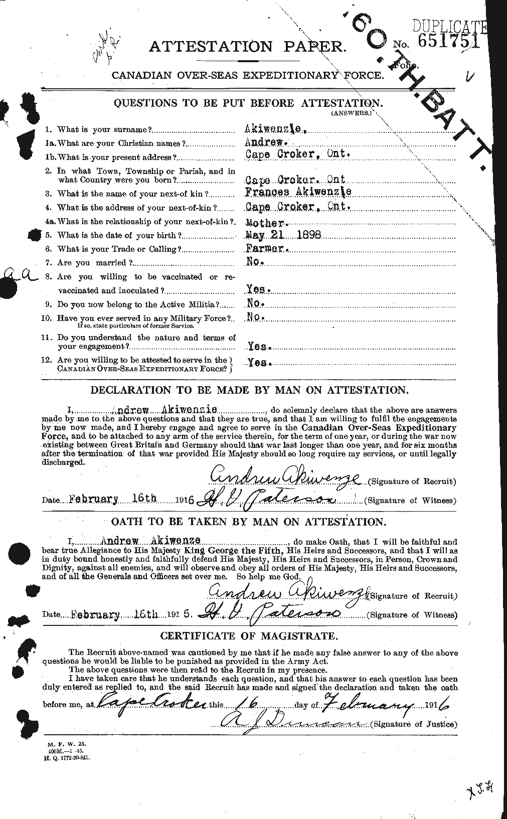 Personnel Records of the First World War - CEF 203588a