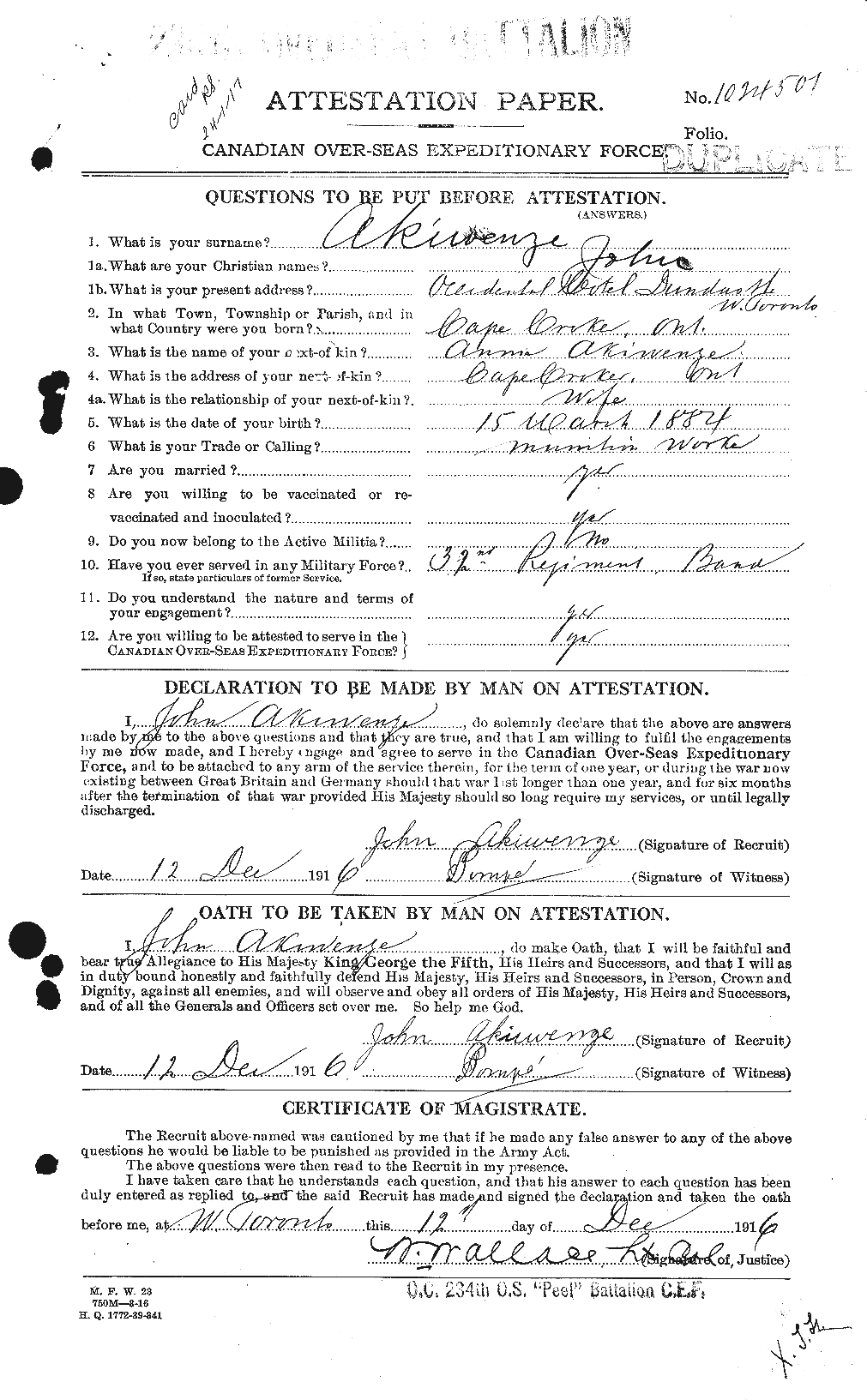 Personnel Records of the First World War - CEF 203591a