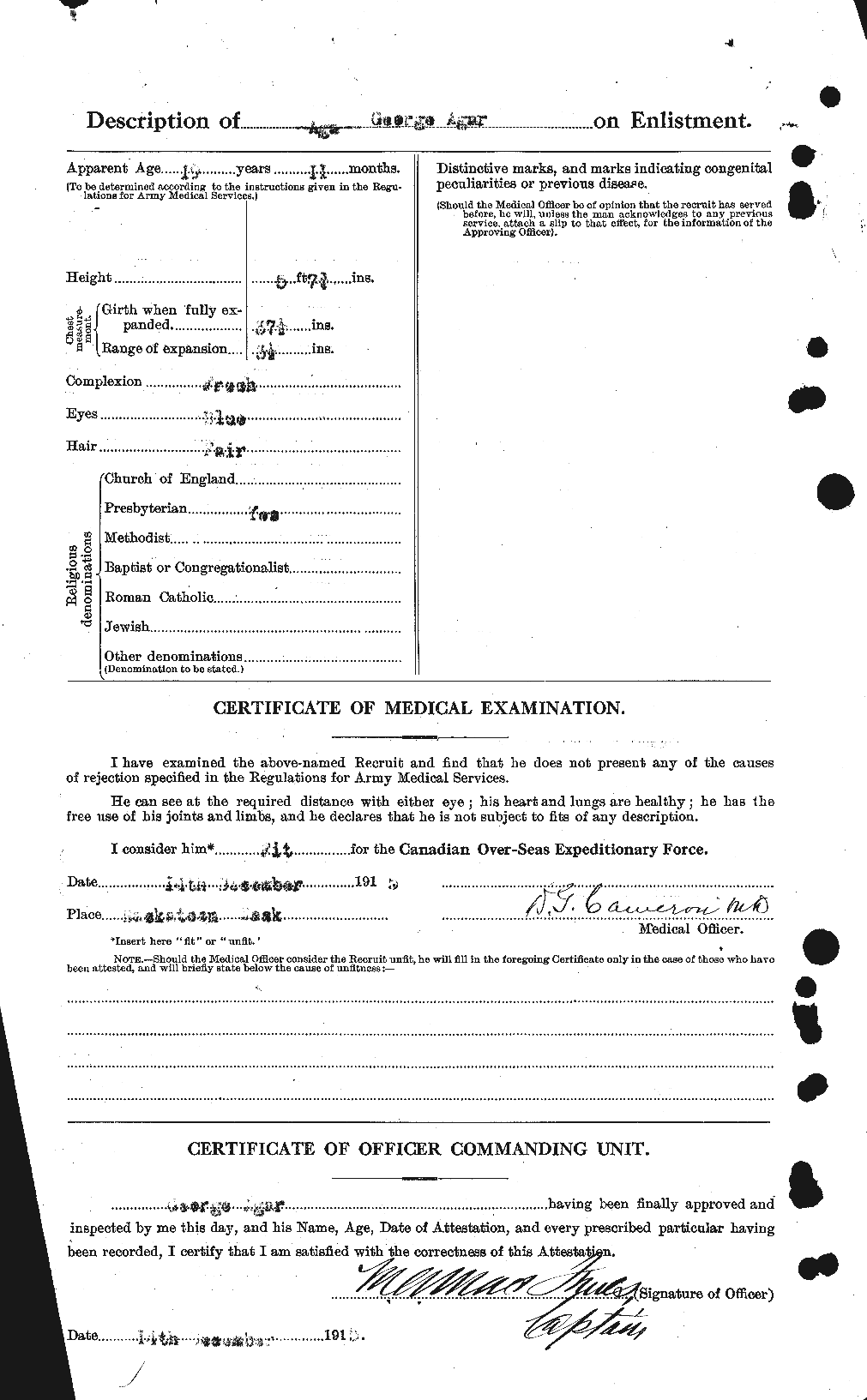 Dossiers du Personnel de la Première Guerre mondiale - CEC 203667b