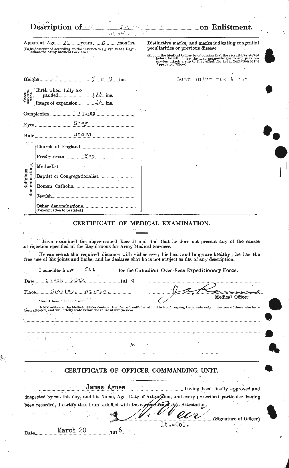 Dossiers du Personnel de la Première Guerre mondiale - CEC 203771b