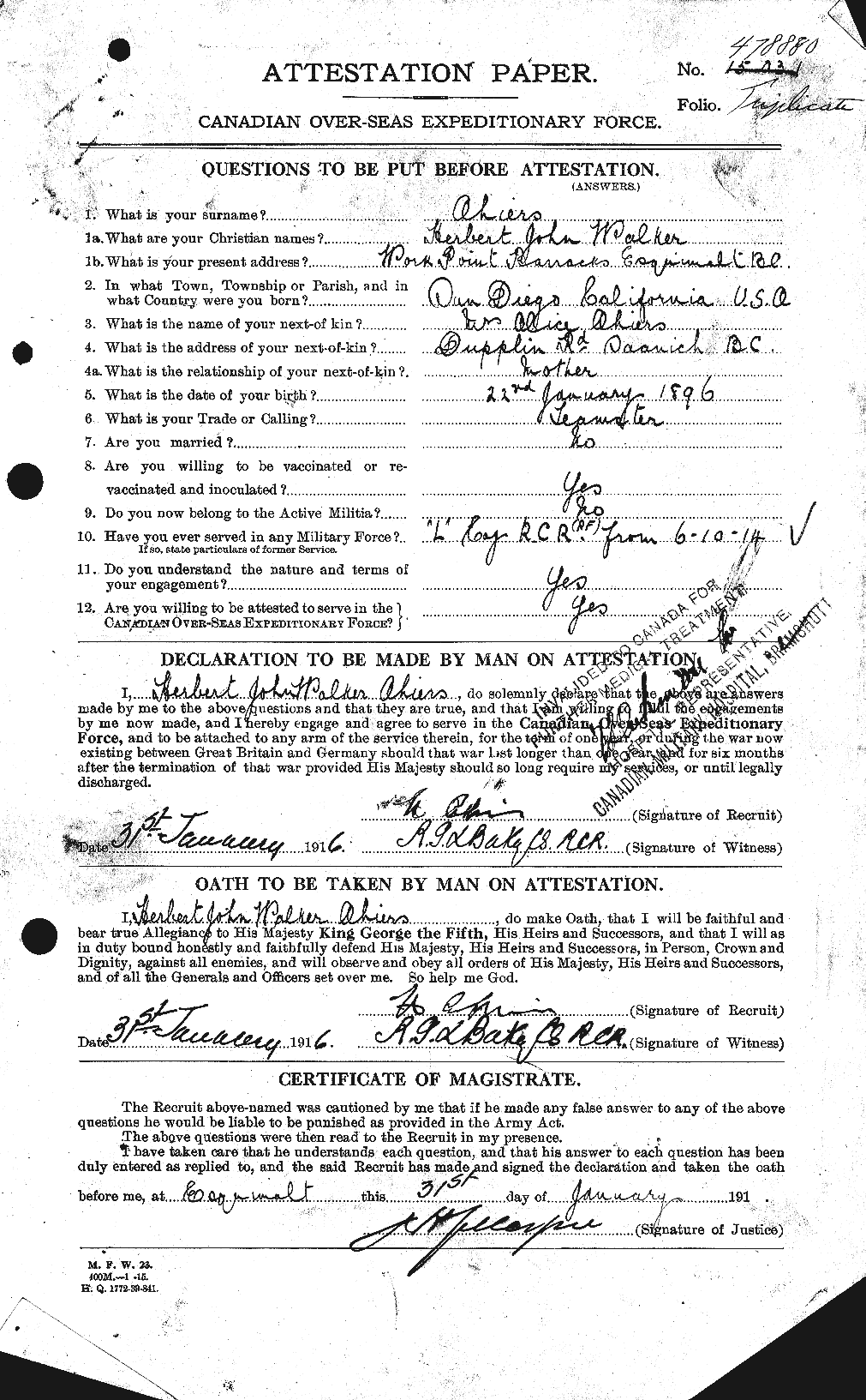 Personnel Records of the First World War - CEF 203896a