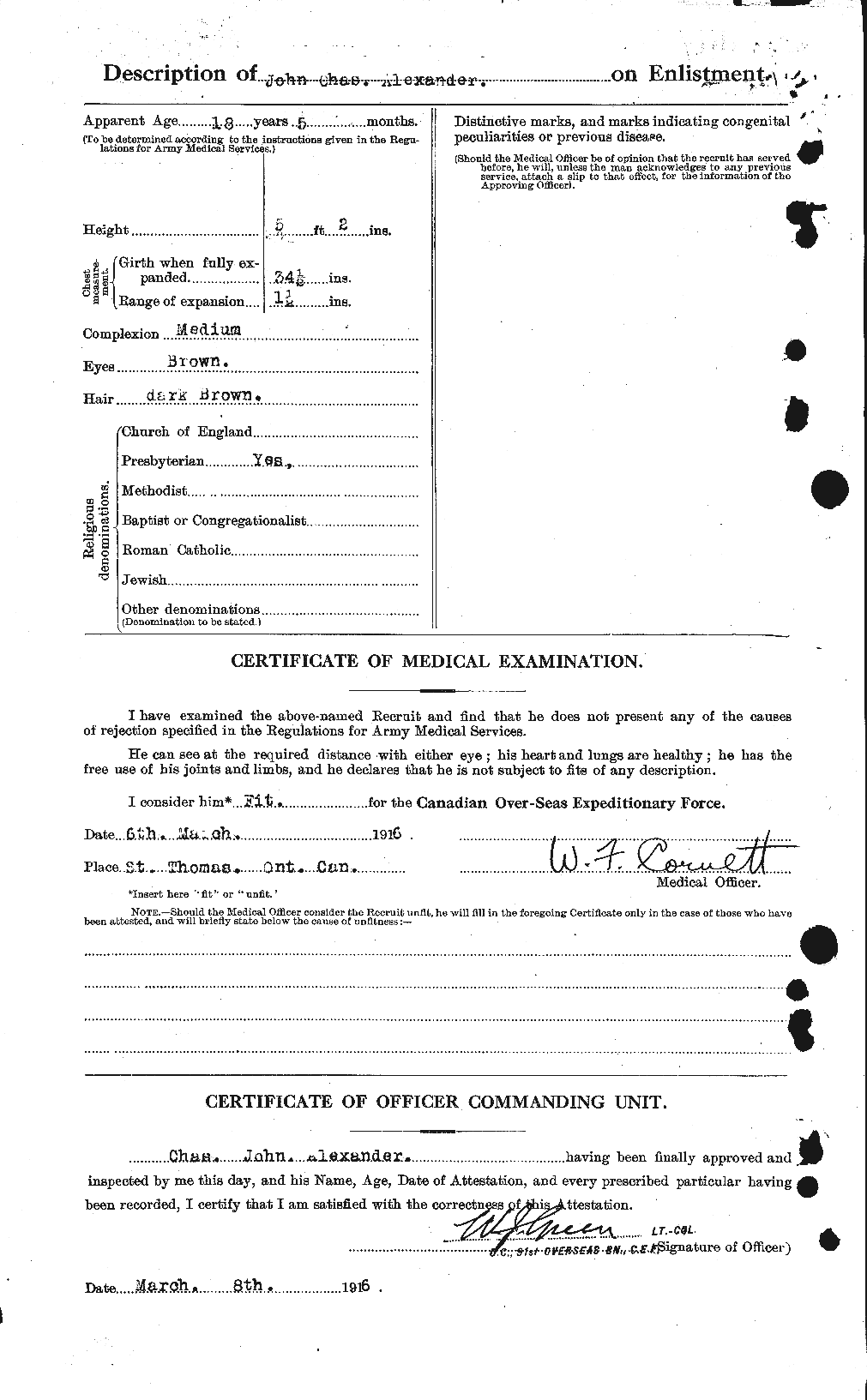 Dossiers du Personnel de la Première Guerre mondiale - CEC 204267b