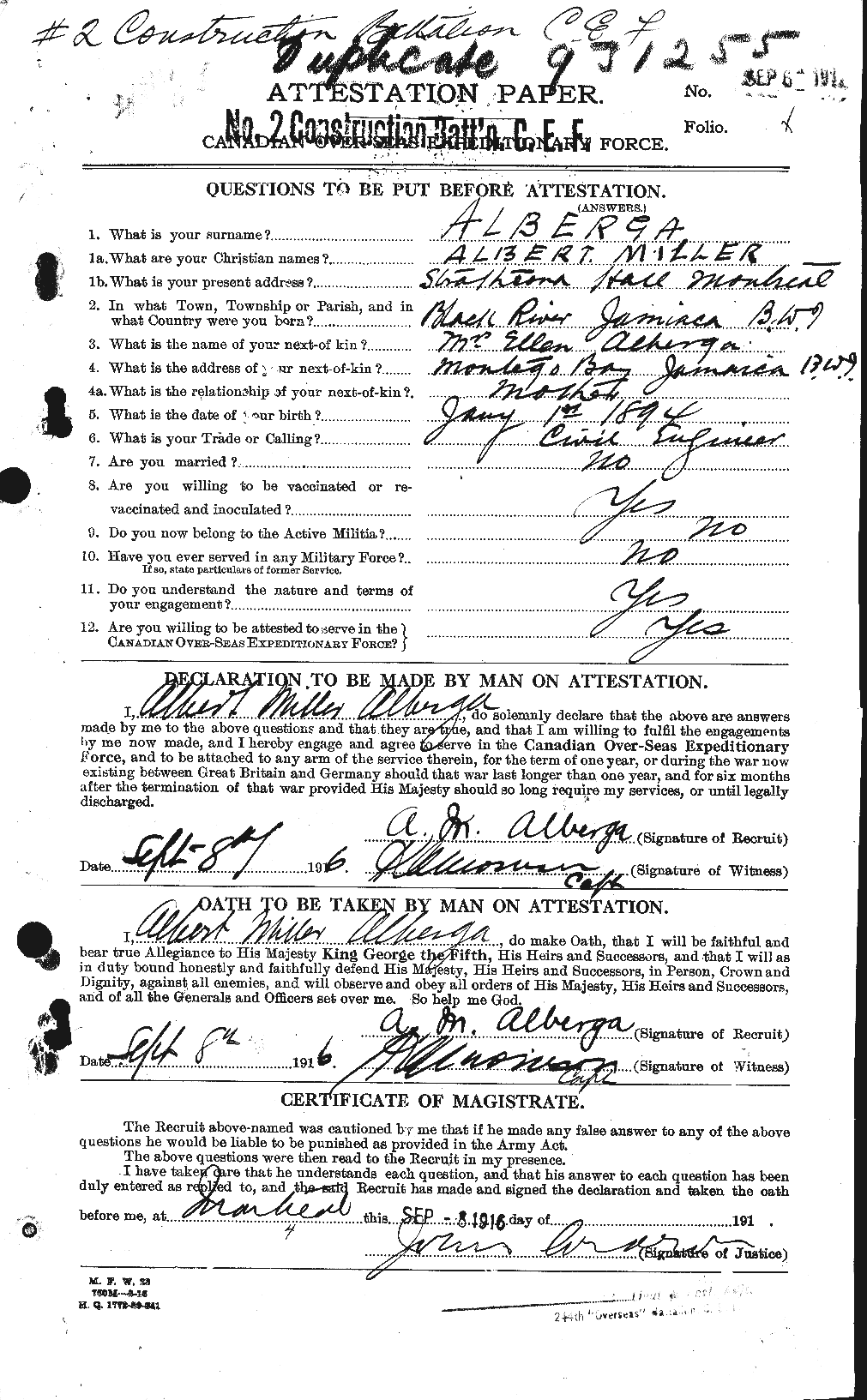 Dossiers du Personnel de la Première Guerre mondiale - CEC 204540a