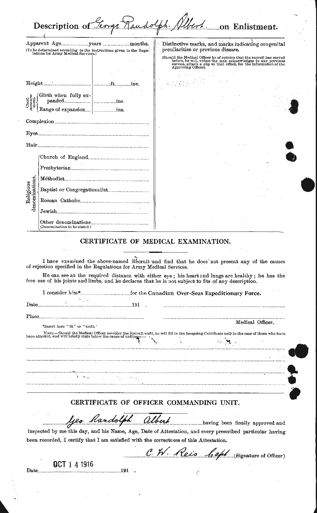 Dossiers du Personnel de la Première Guerre mondiale - CEC 204589b