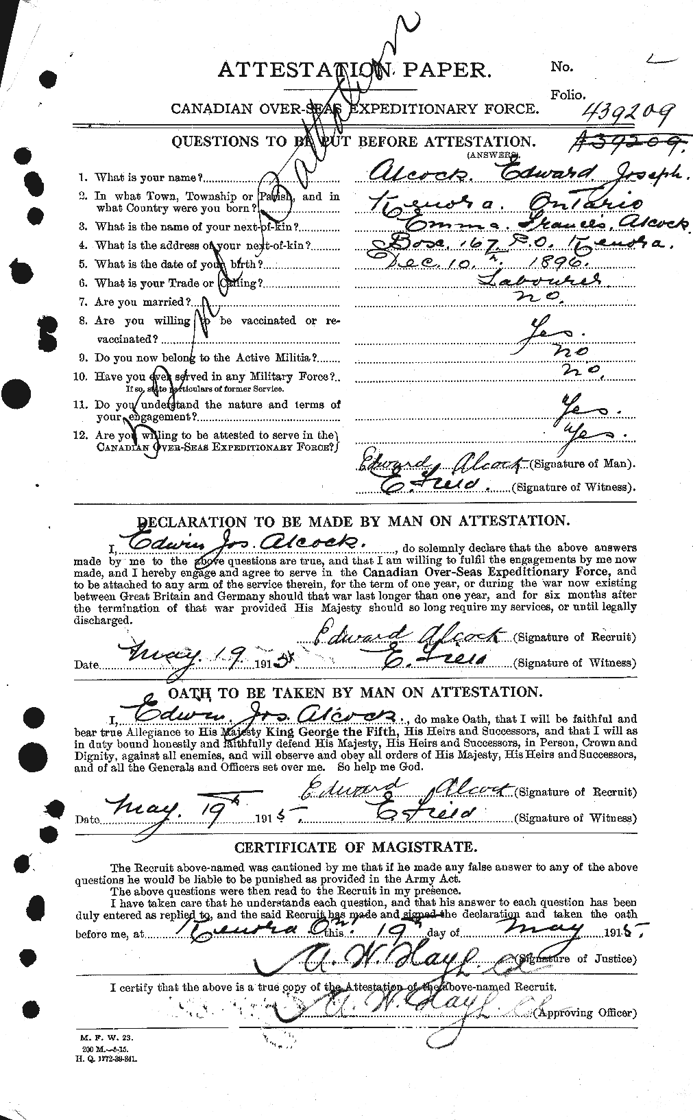 Personnel Records of the First World War - CEF 204738a