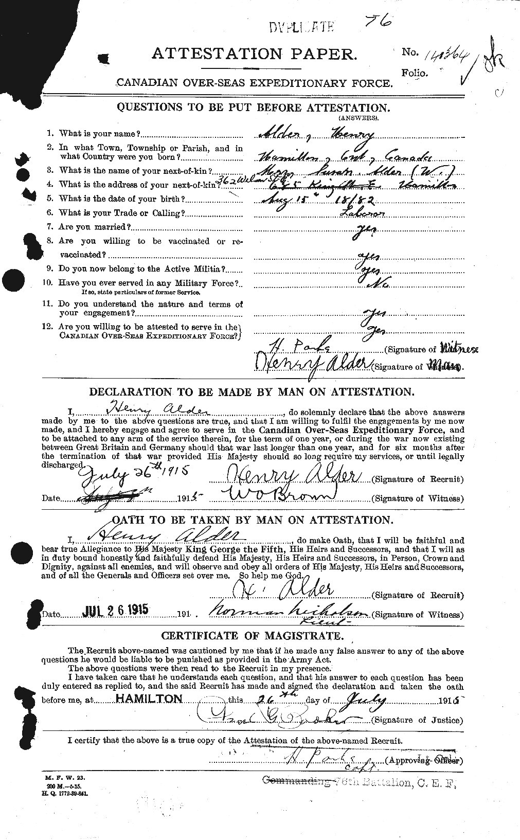 Personnel Records of the First World War - CEF 204819a