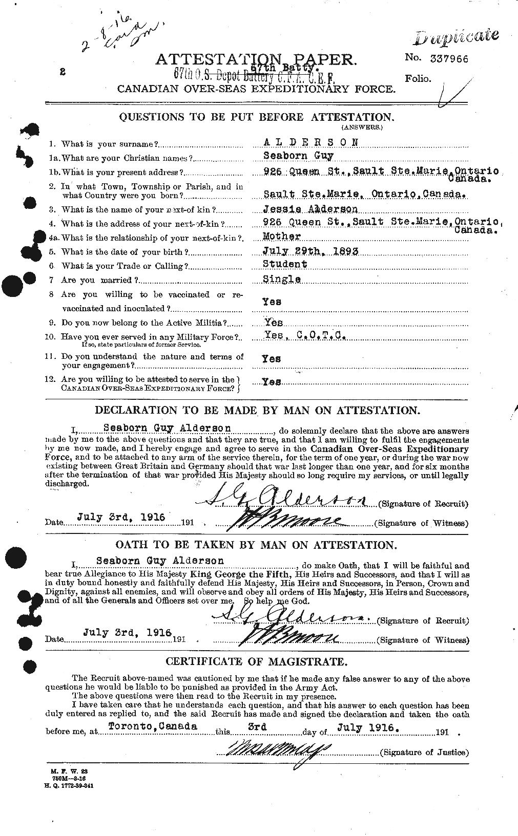 Personnel Records of the First World War - CEF 204887a