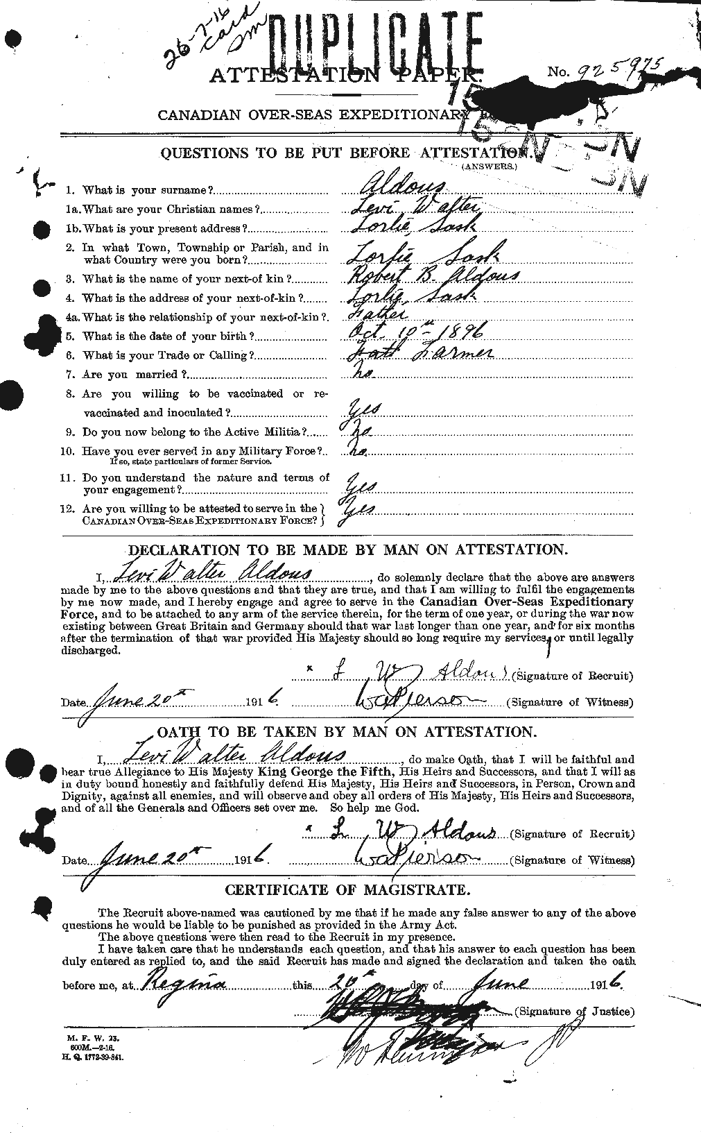 Personnel Records of the First World War - CEF 204925a
