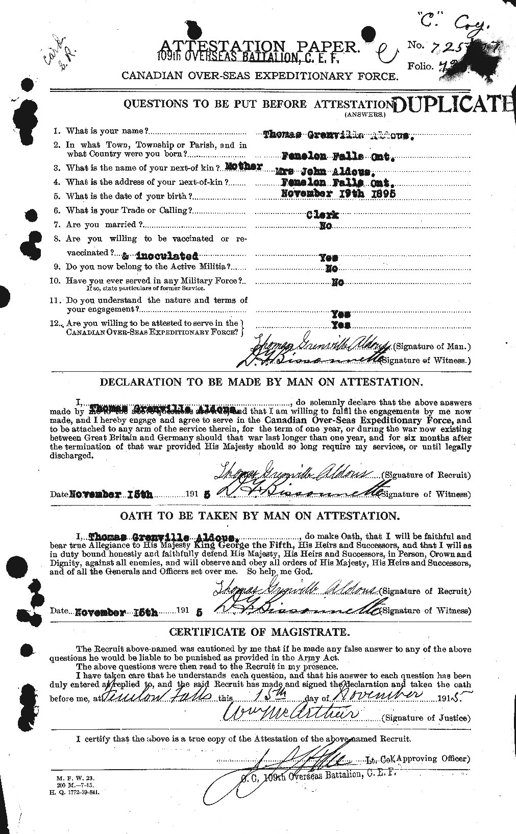 Personnel Records of the First World War - CEF 204929a