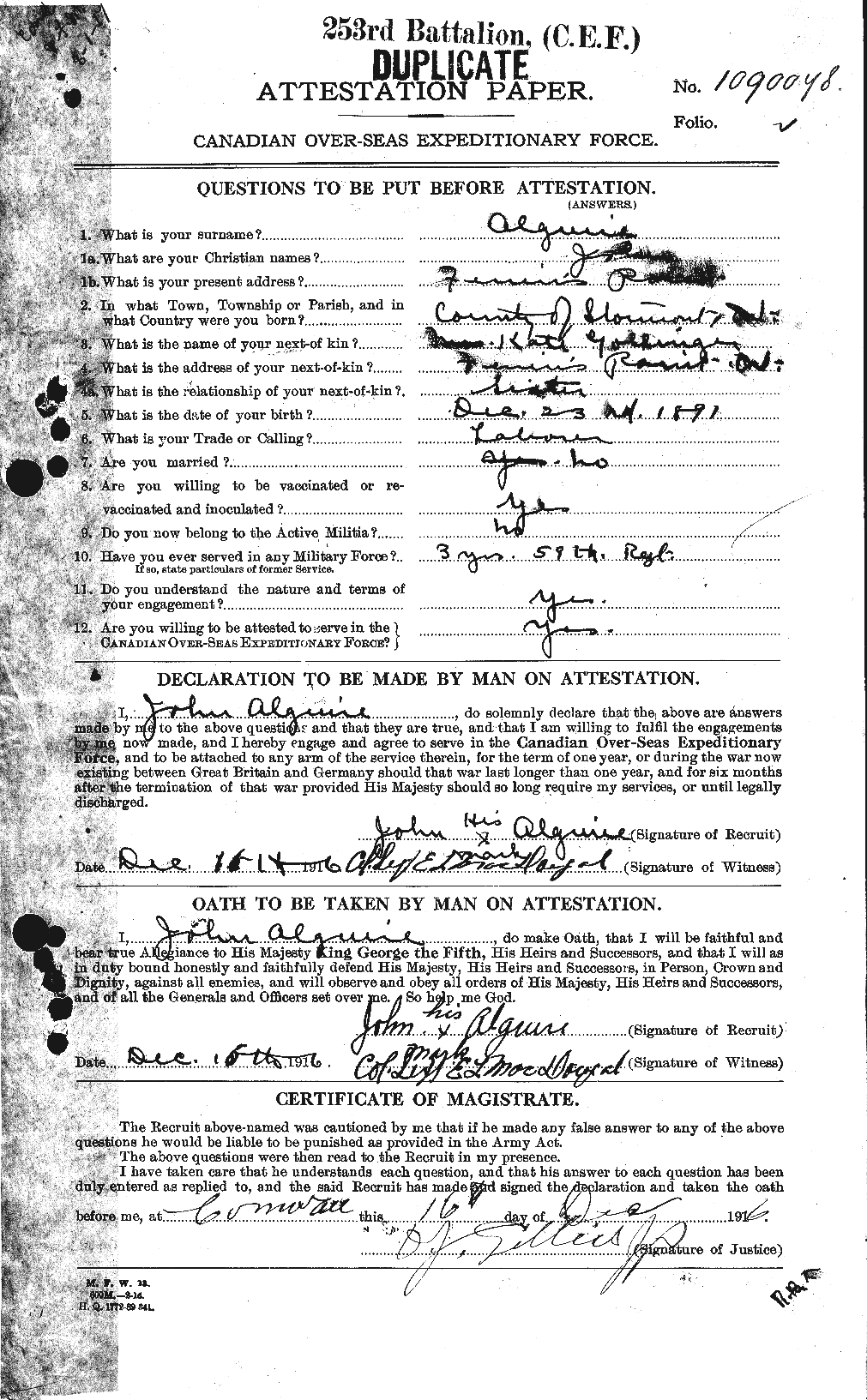 Personnel Records of the First World War - CEF 205081a