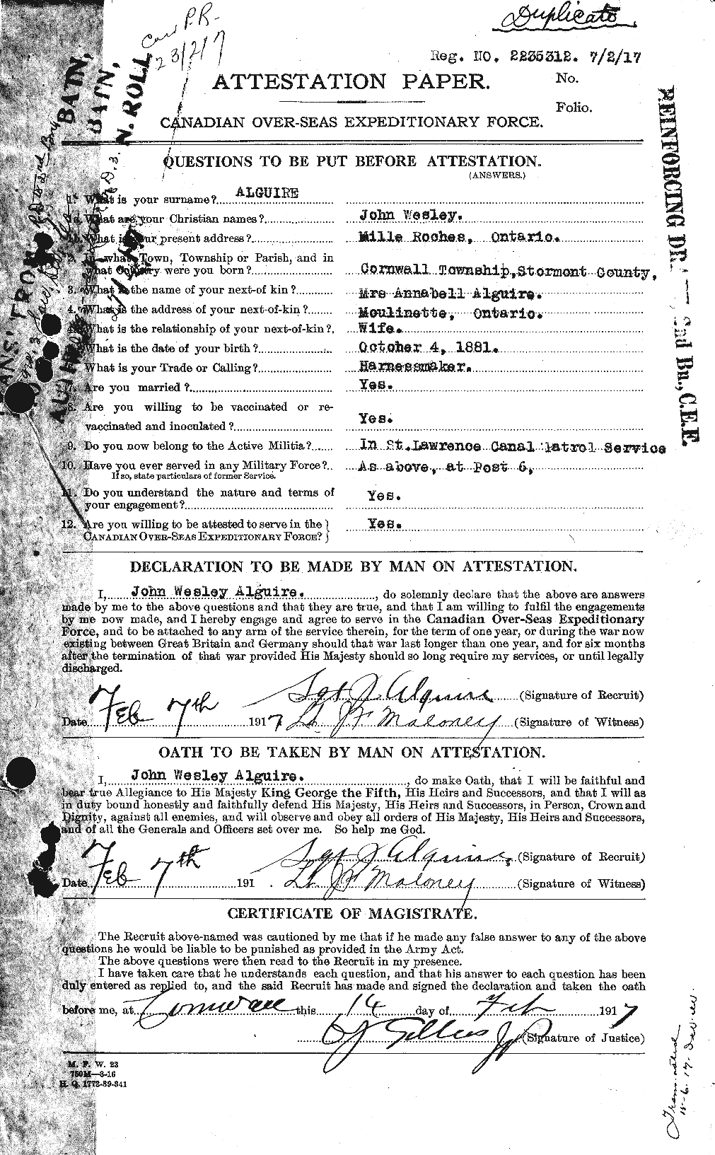 Personnel Records of the First World War - CEF 205082a