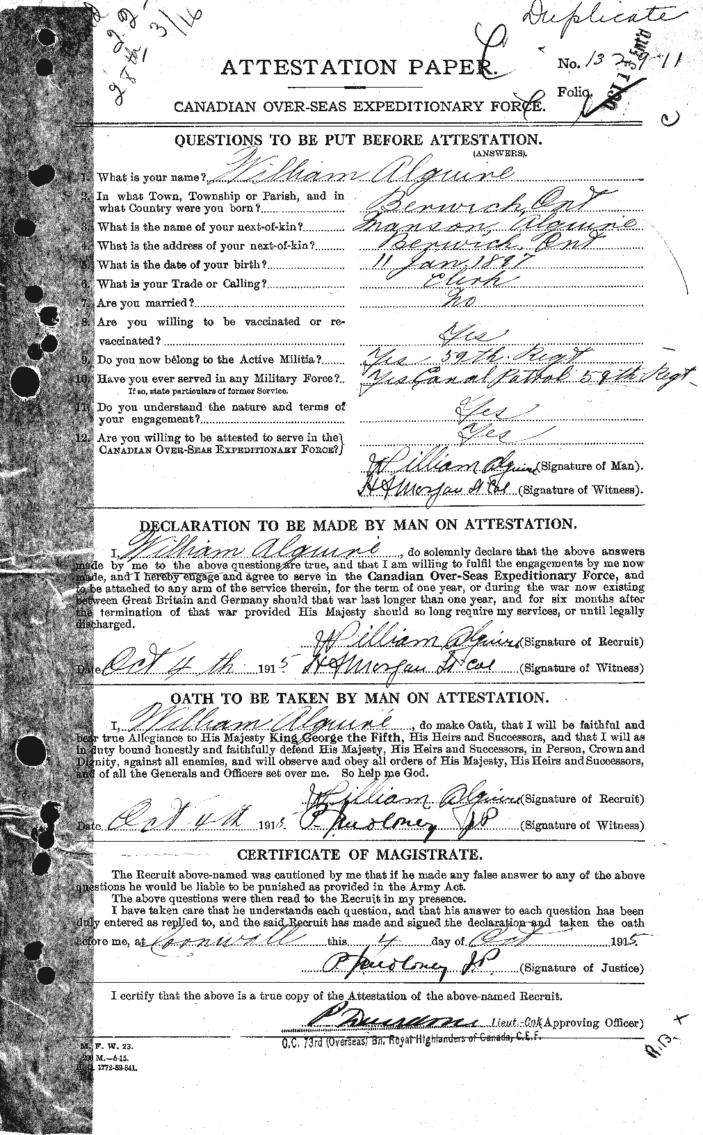 Personnel Records of the First World War - CEF 205085a