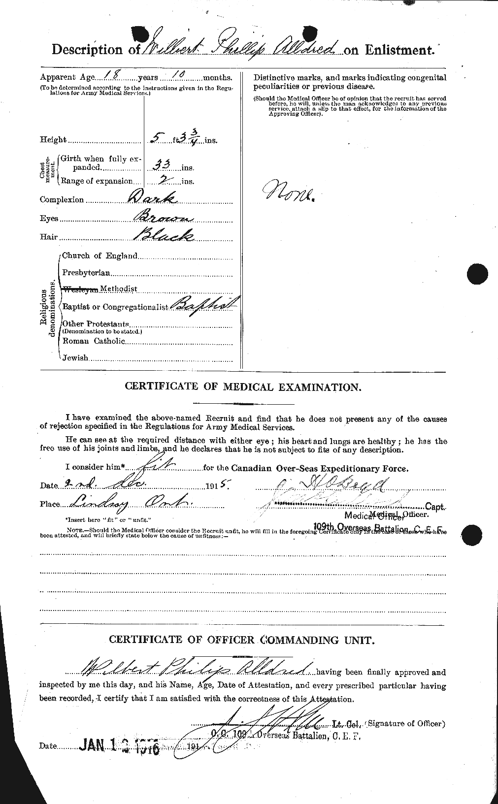 Dossiers du Personnel de la Première Guerre mondiale - CEC 205726b
