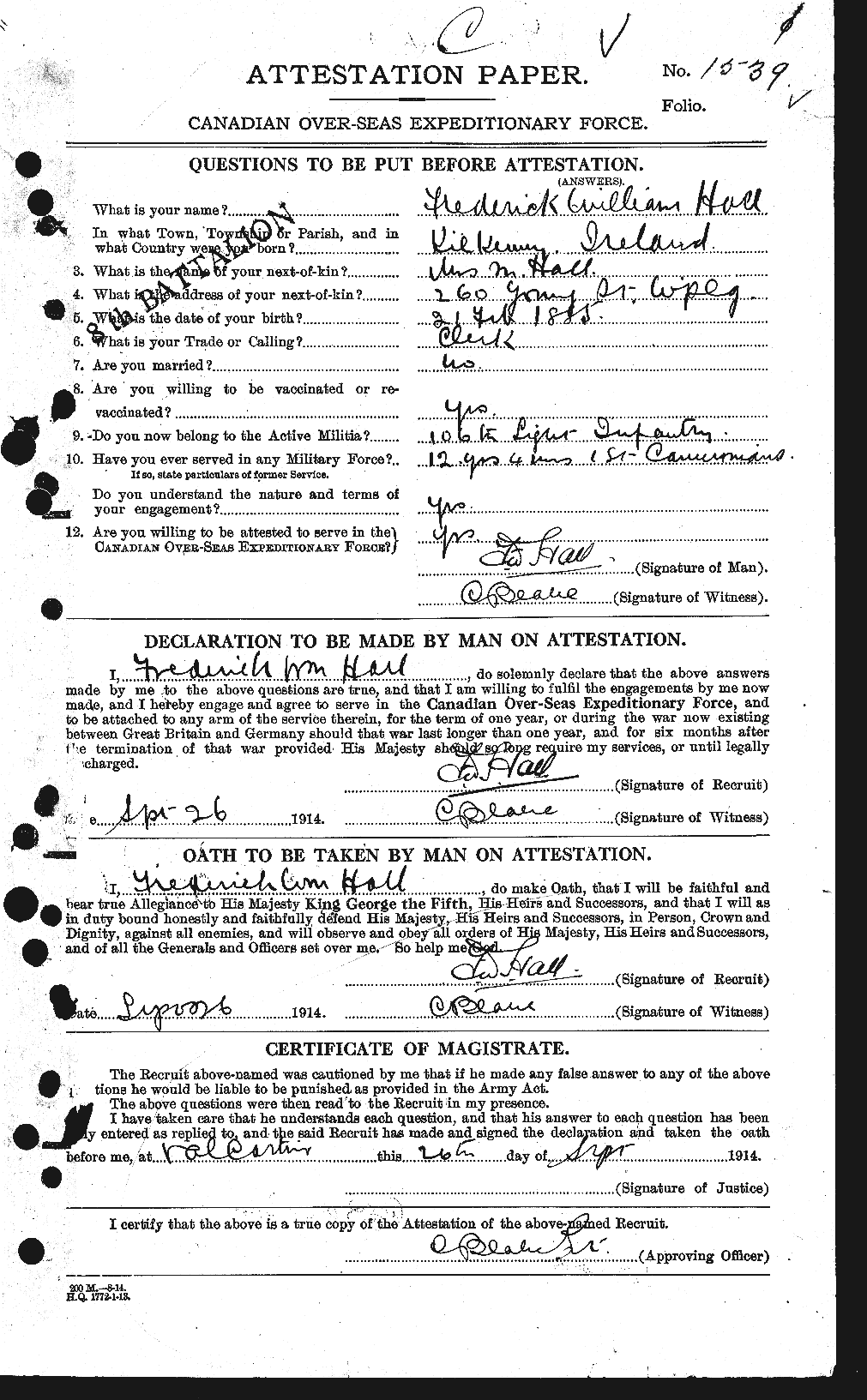 Personnel Records of the First World War - CEF 206284a