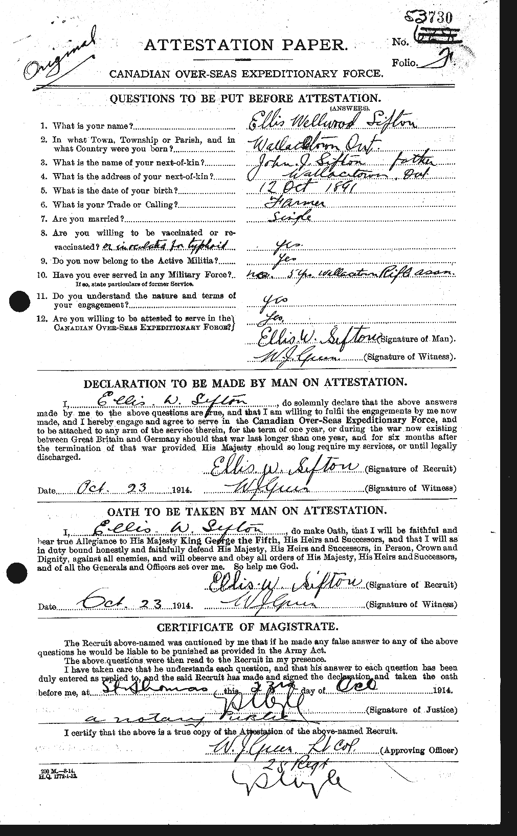 Personnel Records of the First World War - CEF 206287a