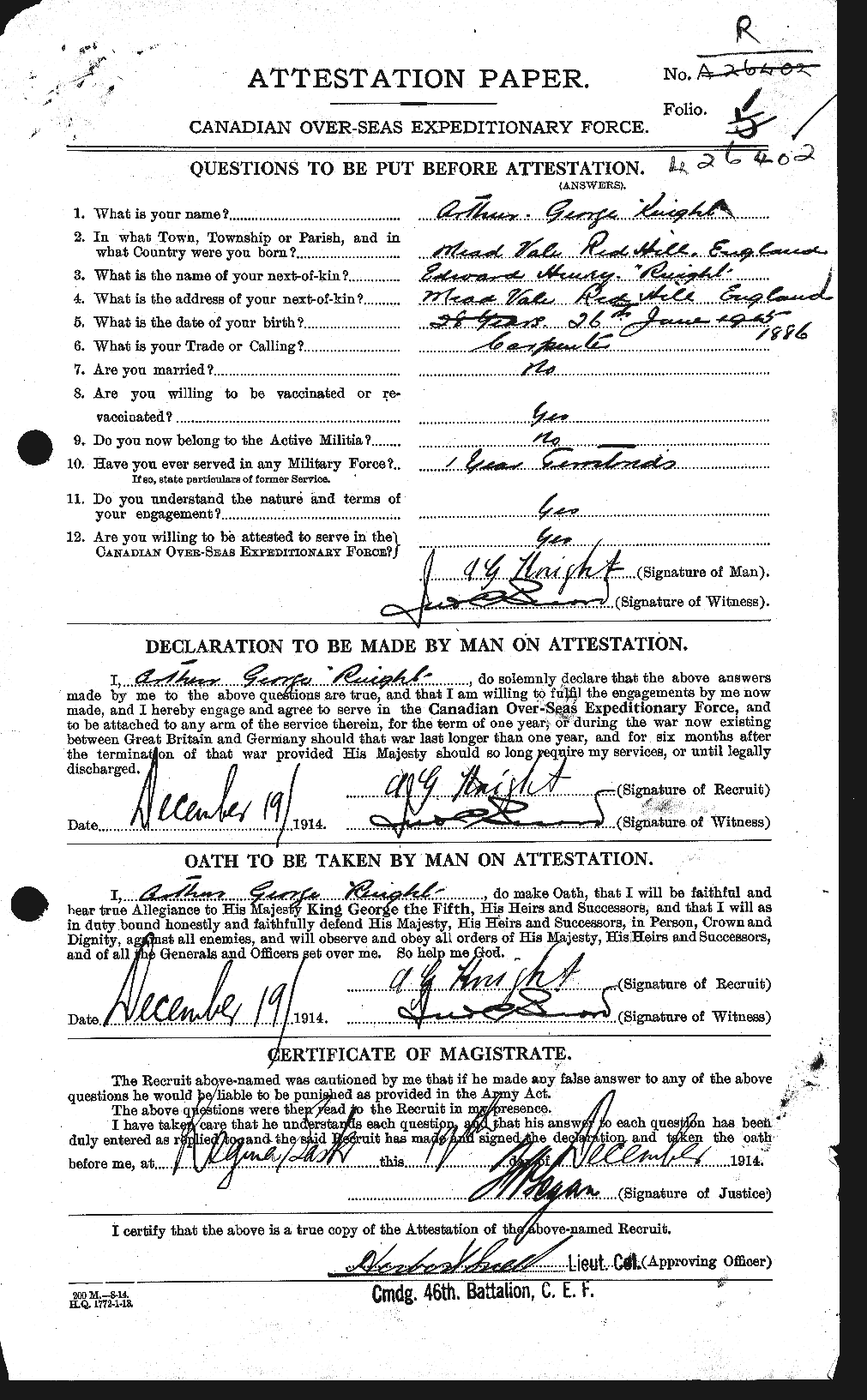 Personnel Records of the First World War - CEF 206298a