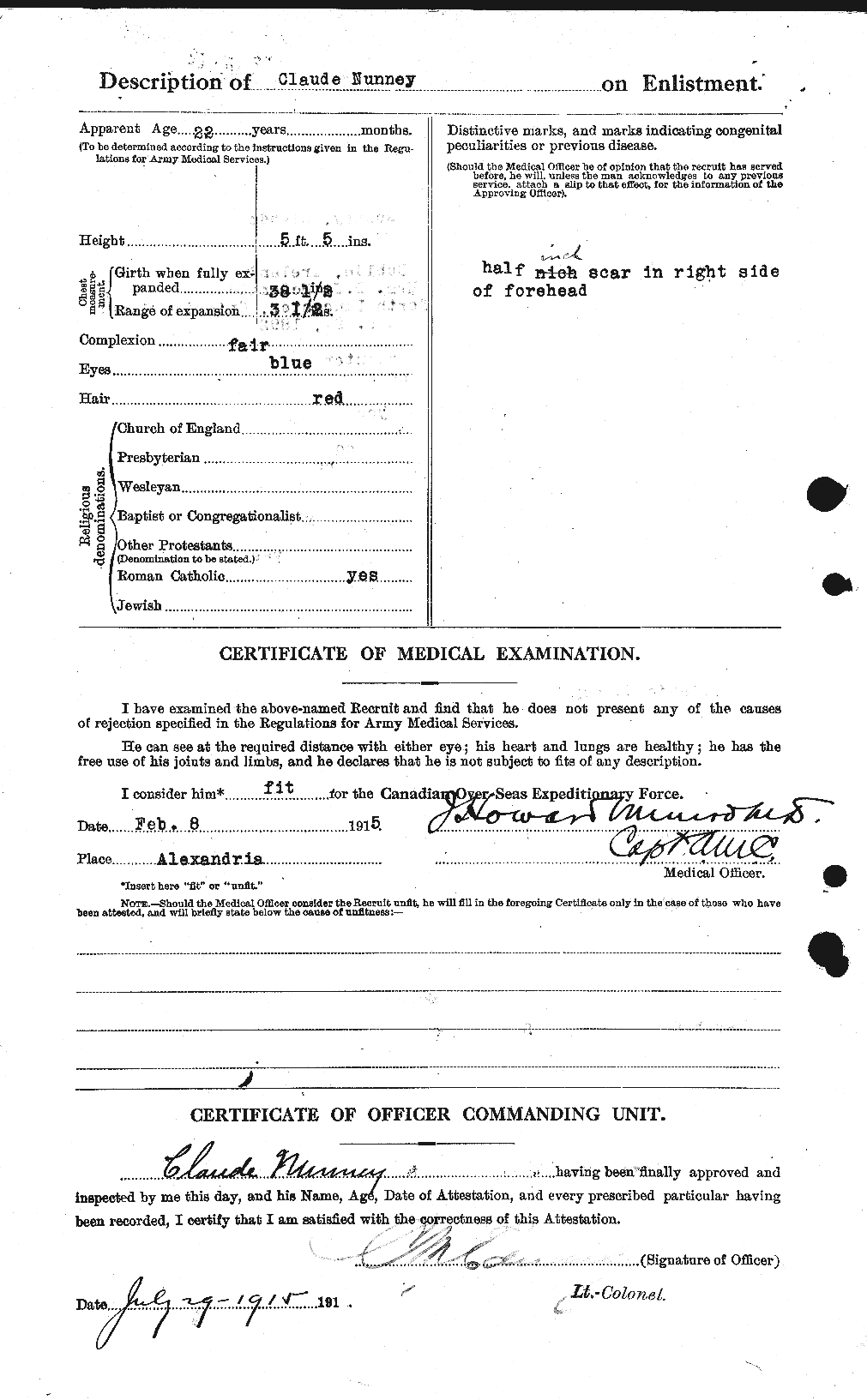Dossiers du Personnel de la Première Guerre mondiale - CEC 206299b