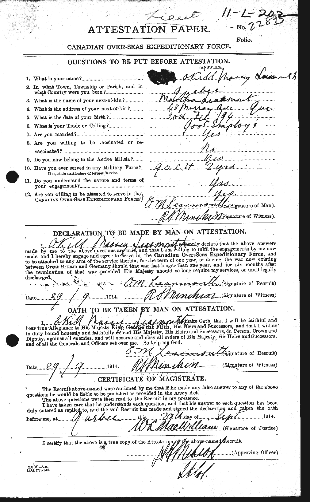 Personnel Records of the First World War - CEF 206304a