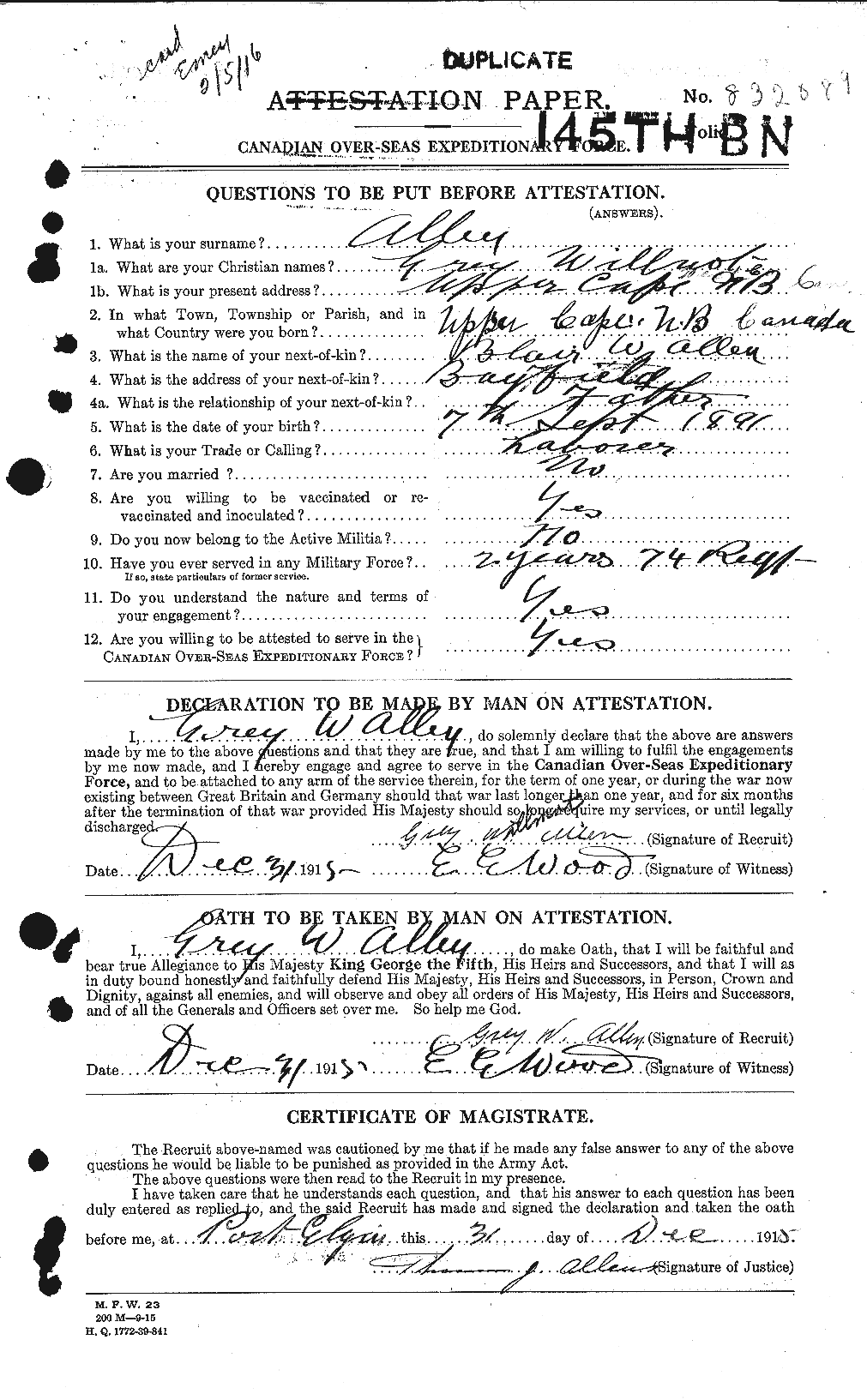 Personnel Records of the First World War - CEF 206314a