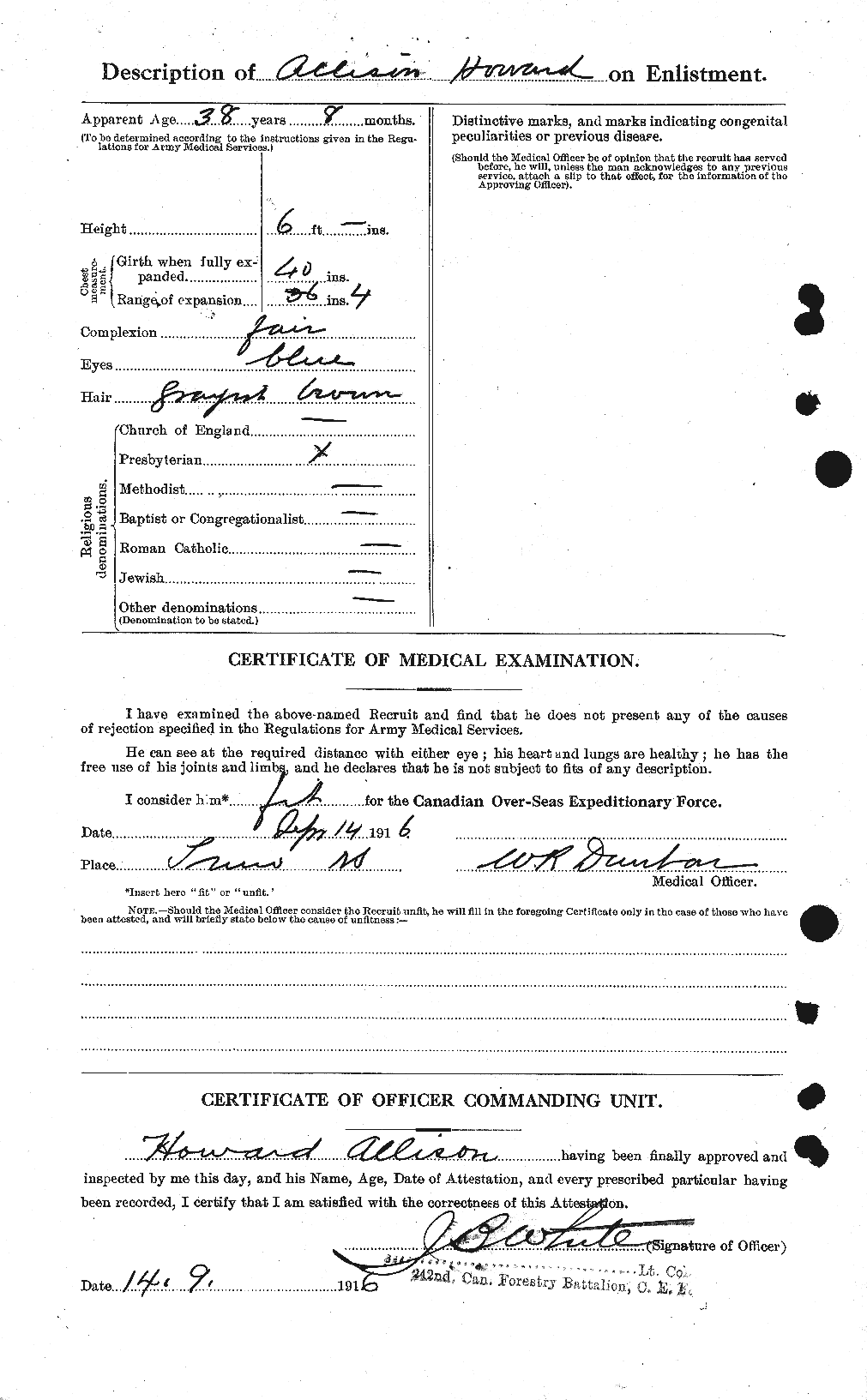 Personnel Records of the First World War - CEF 206609b