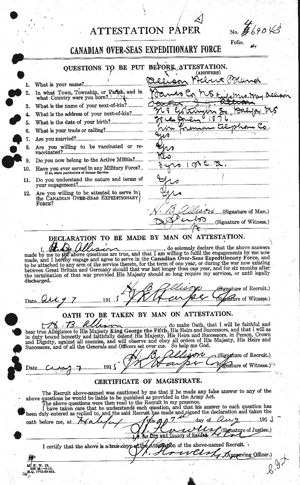 Personnel Records of the First World War - CEF 206612a