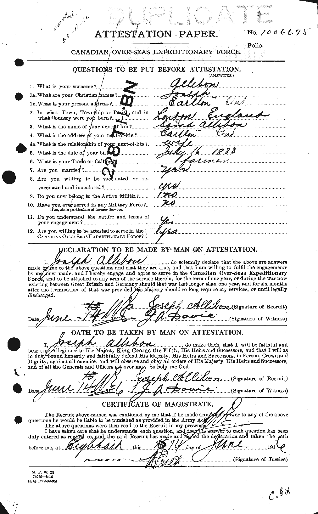 Personnel Records of the First World War - CEF 206757a