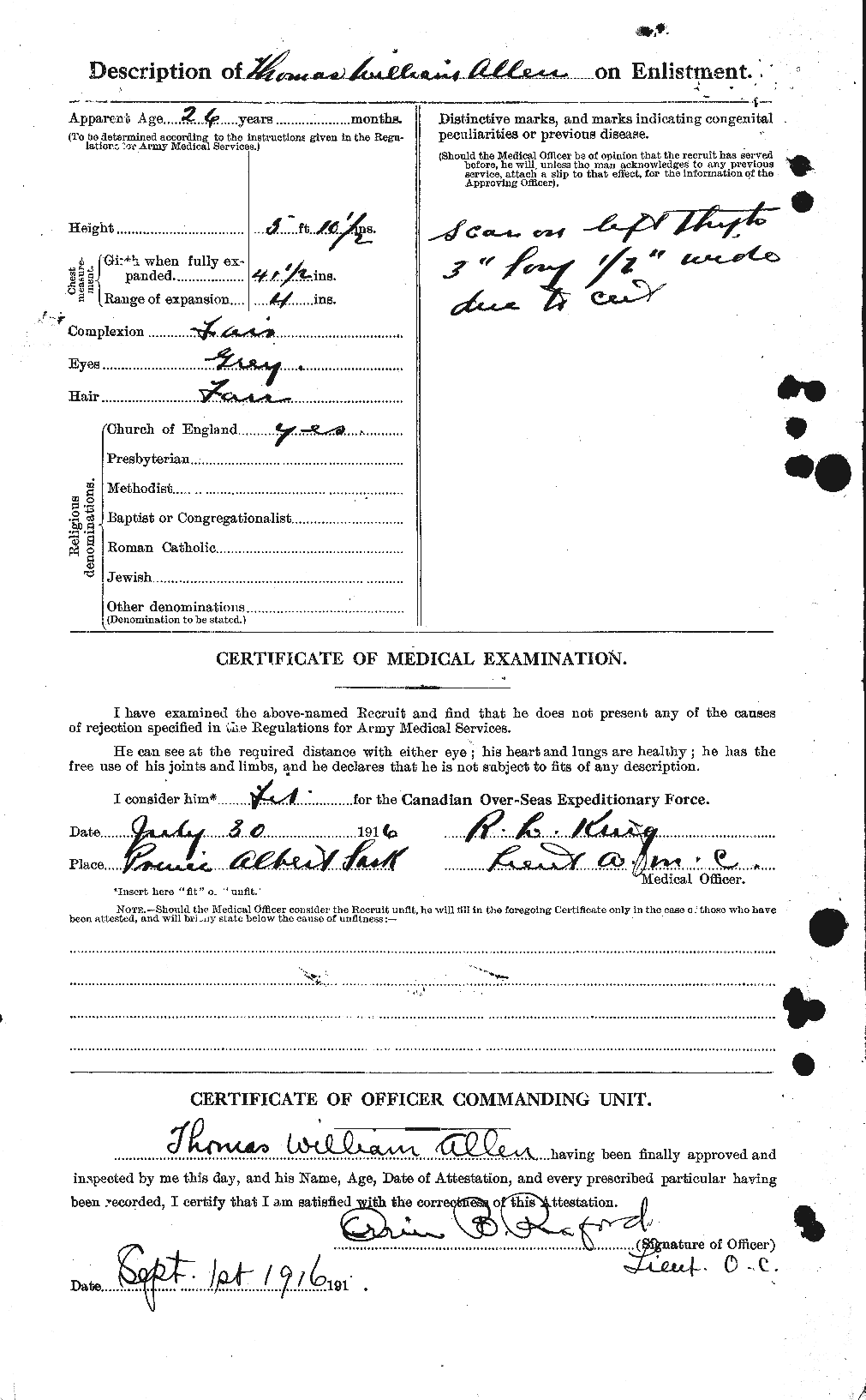 Dossiers du Personnel de la Première Guerre mondiale - CEC 206955b