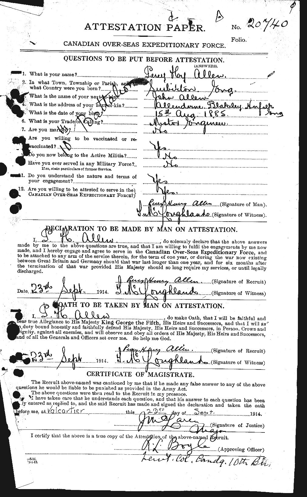 Personnel Records of the First World War - CEF 207103a