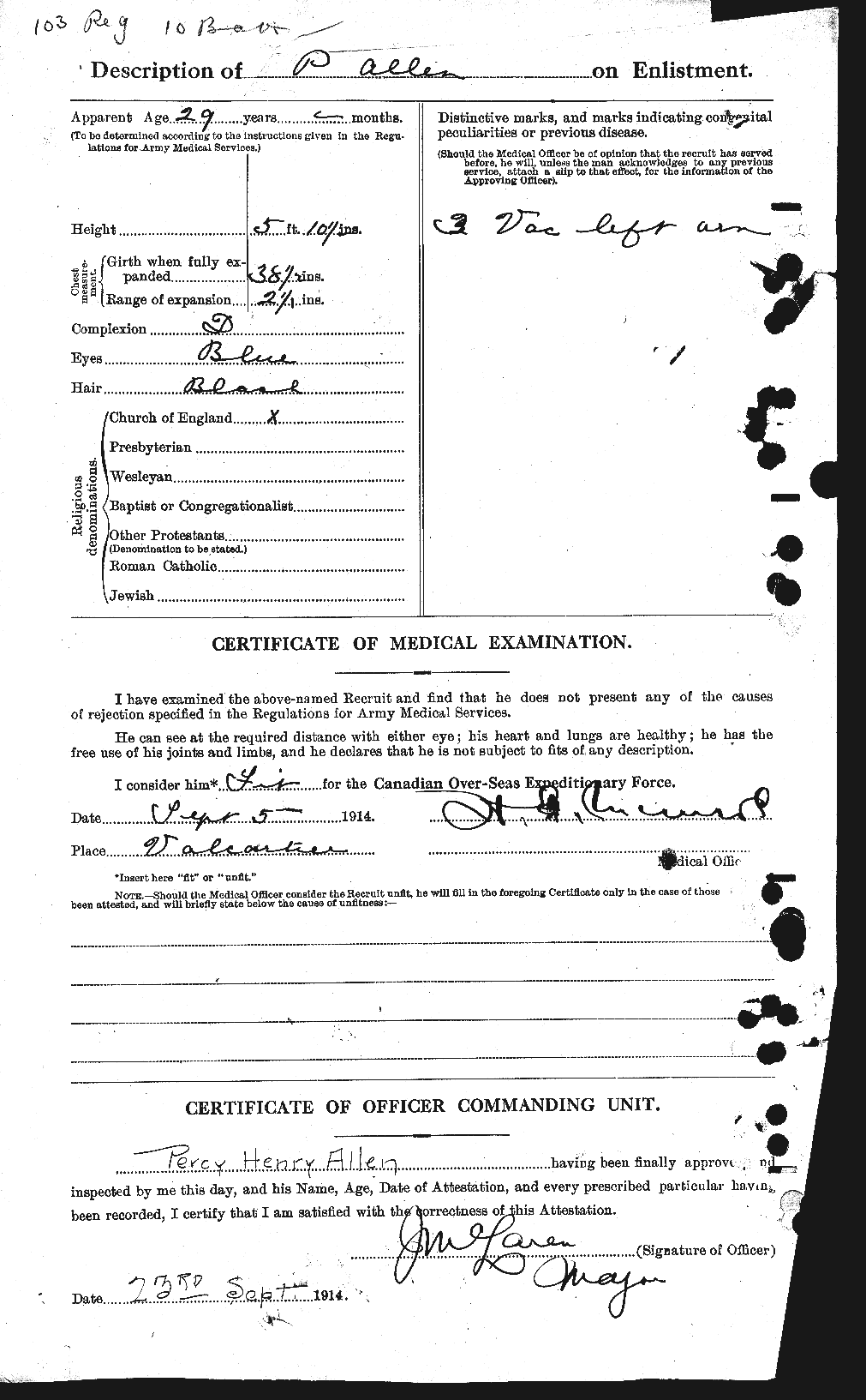 Dossiers du Personnel de la Première Guerre mondiale - CEC 207103b