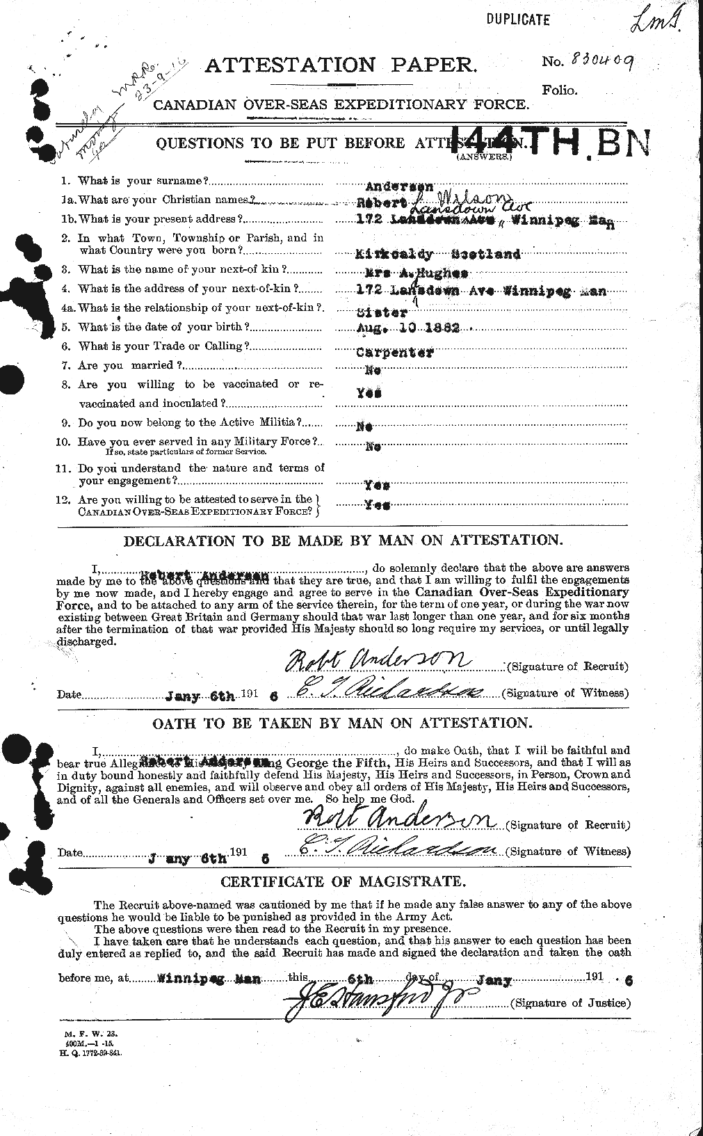 Personnel Records of the First World War - CEF 207219a