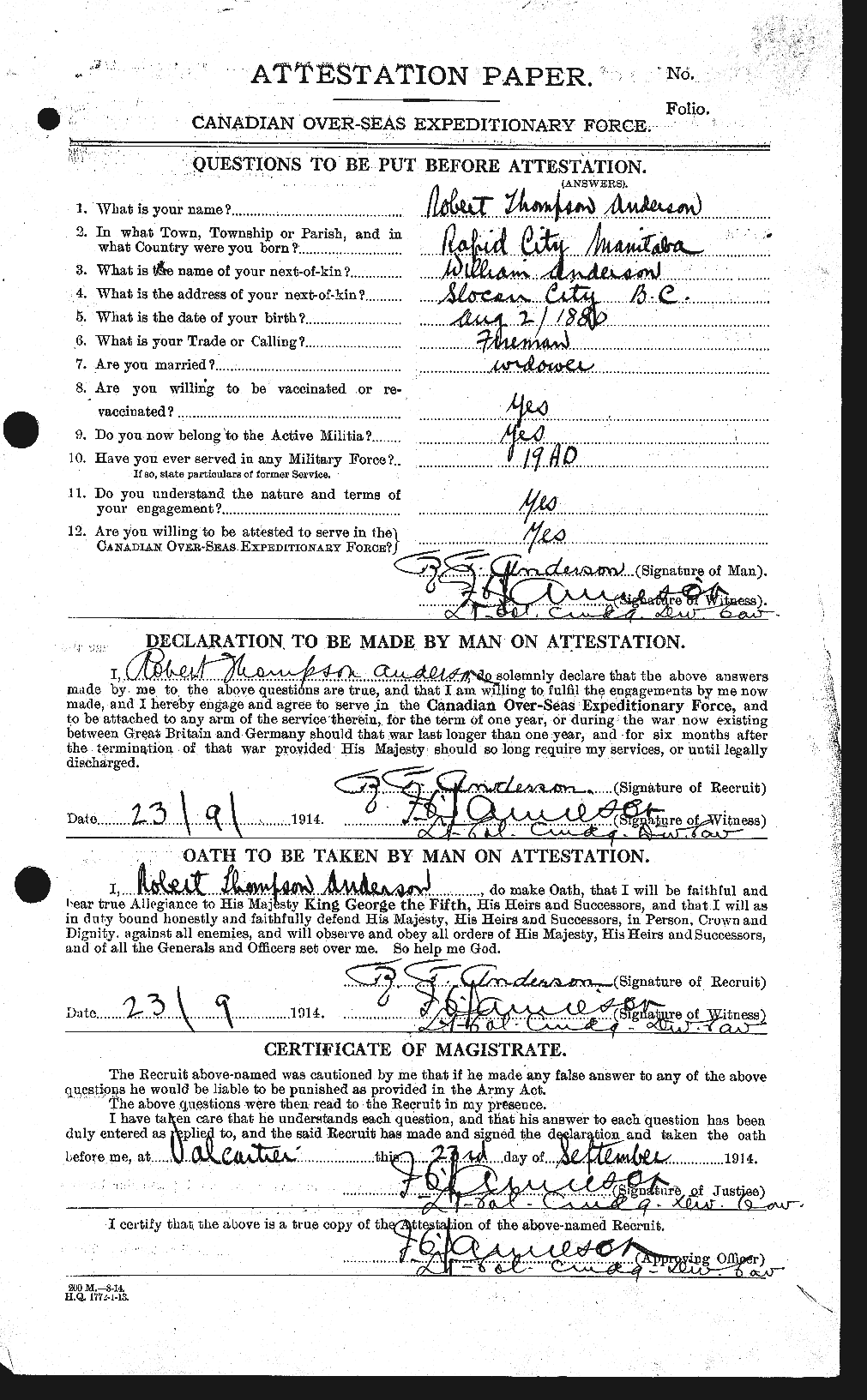 Personnel Records of the First World War - CEF 207223a