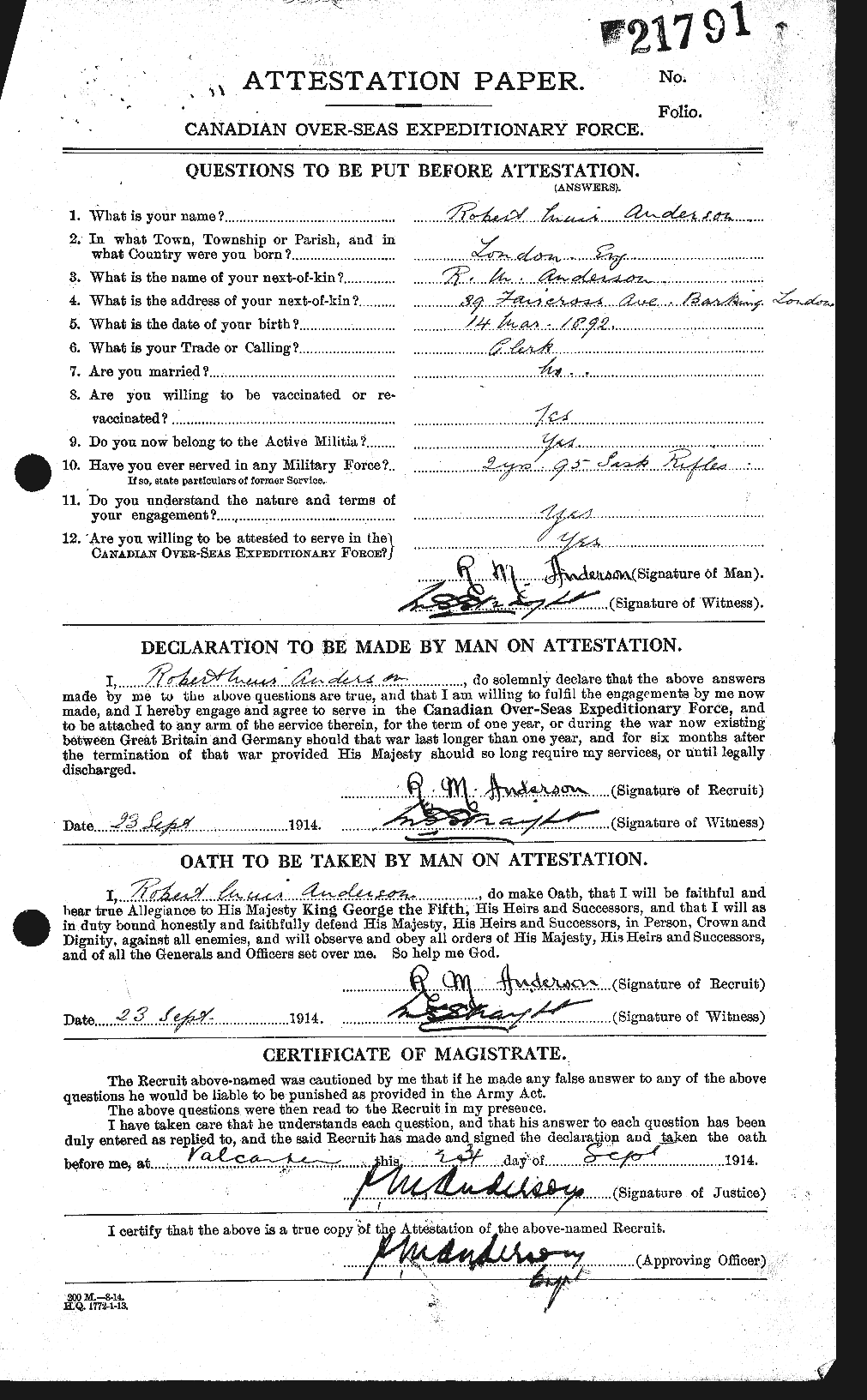 Personnel Records of the First World War - CEF 207233a
