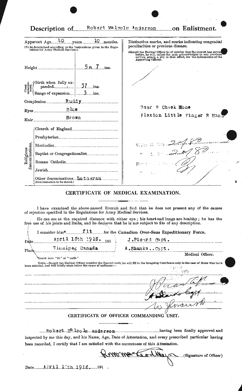 Dossiers du Personnel de la Première Guerre mondiale - CEC 207234b