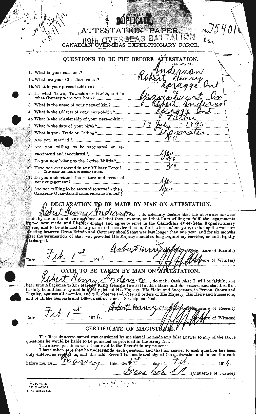 Personnel Records of the First World War - CEF 207249a