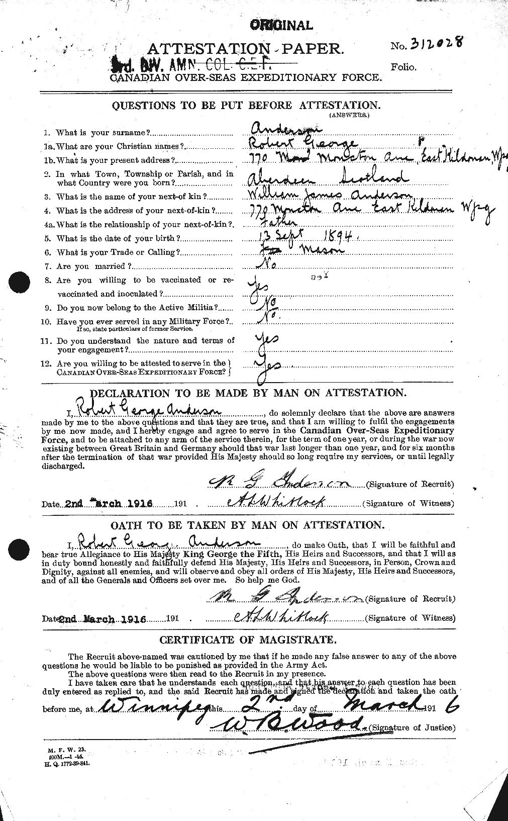 Personnel Records of the First World War - CEF 207256a