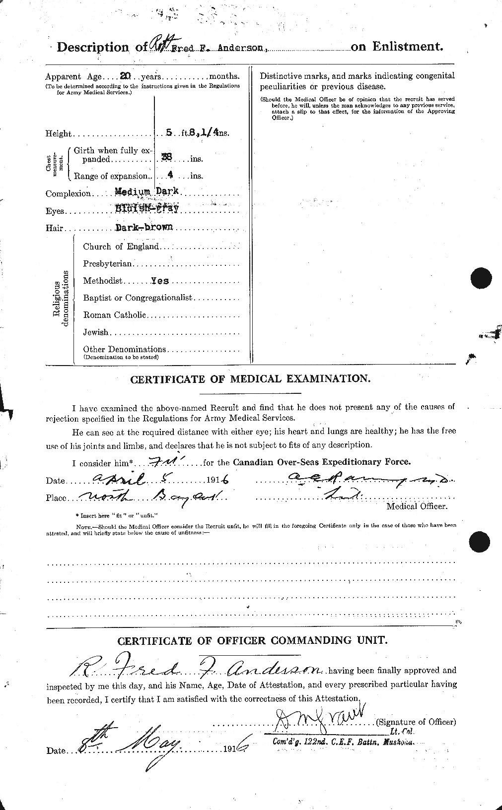 Dossiers du Personnel de la Première Guerre mondiale - CEC 207257b