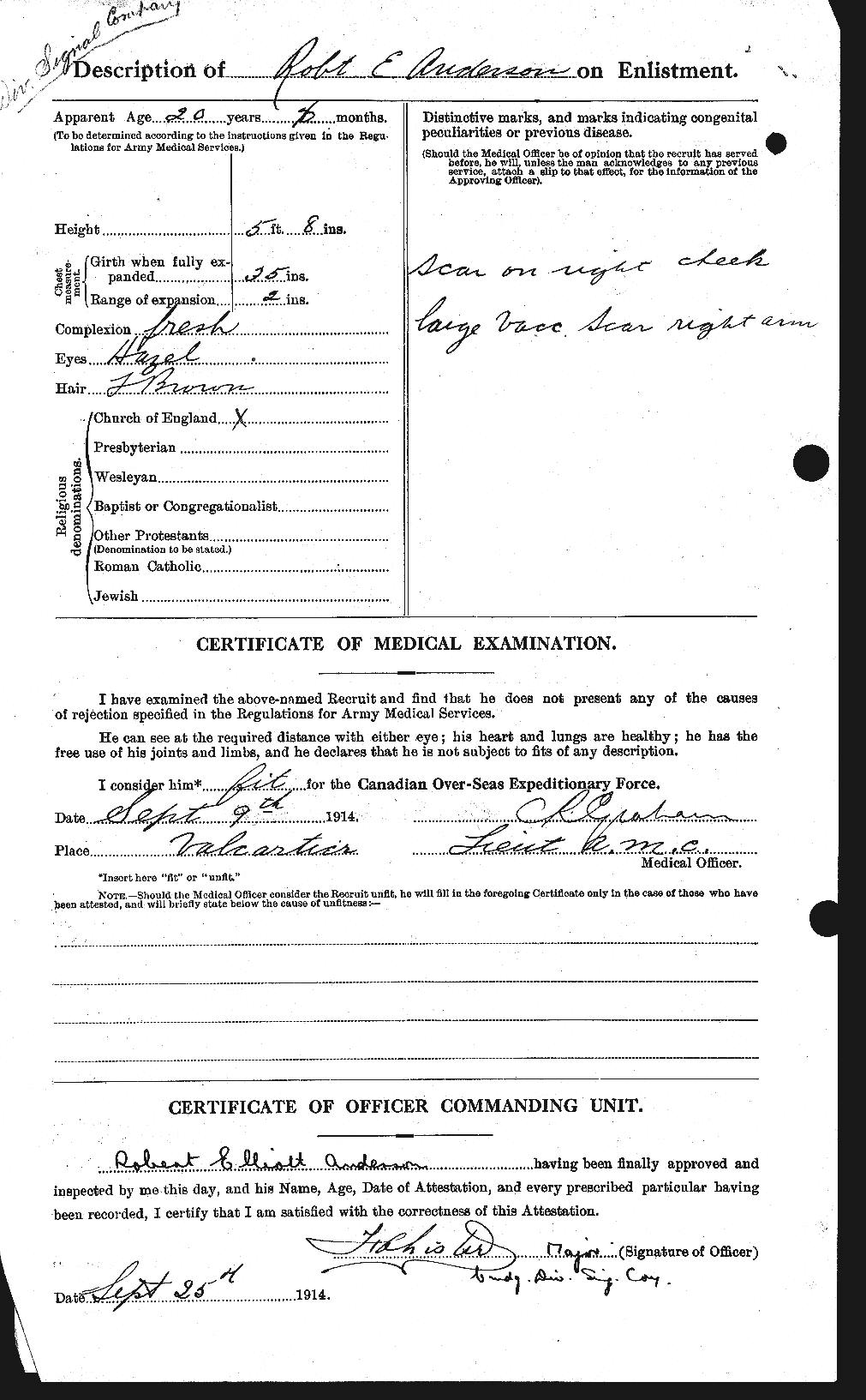Dossiers du Personnel de la Première Guerre mondiale - CEC 207261b