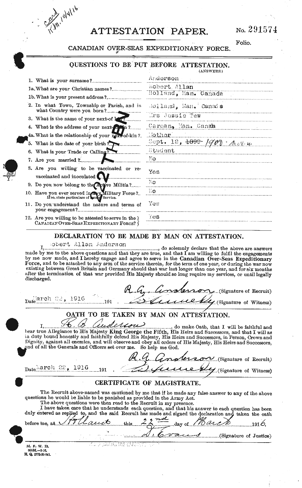 Personnel Records of the First World War - CEF 207272a