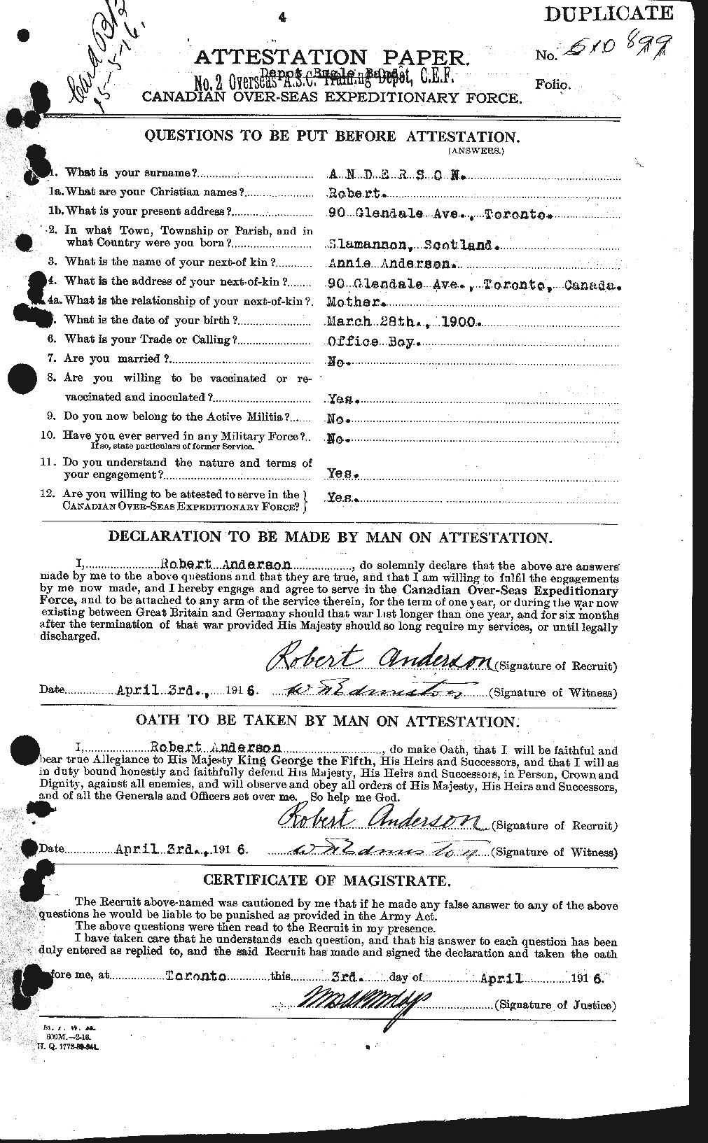 Personnel Records of the First World War - CEF 207274a